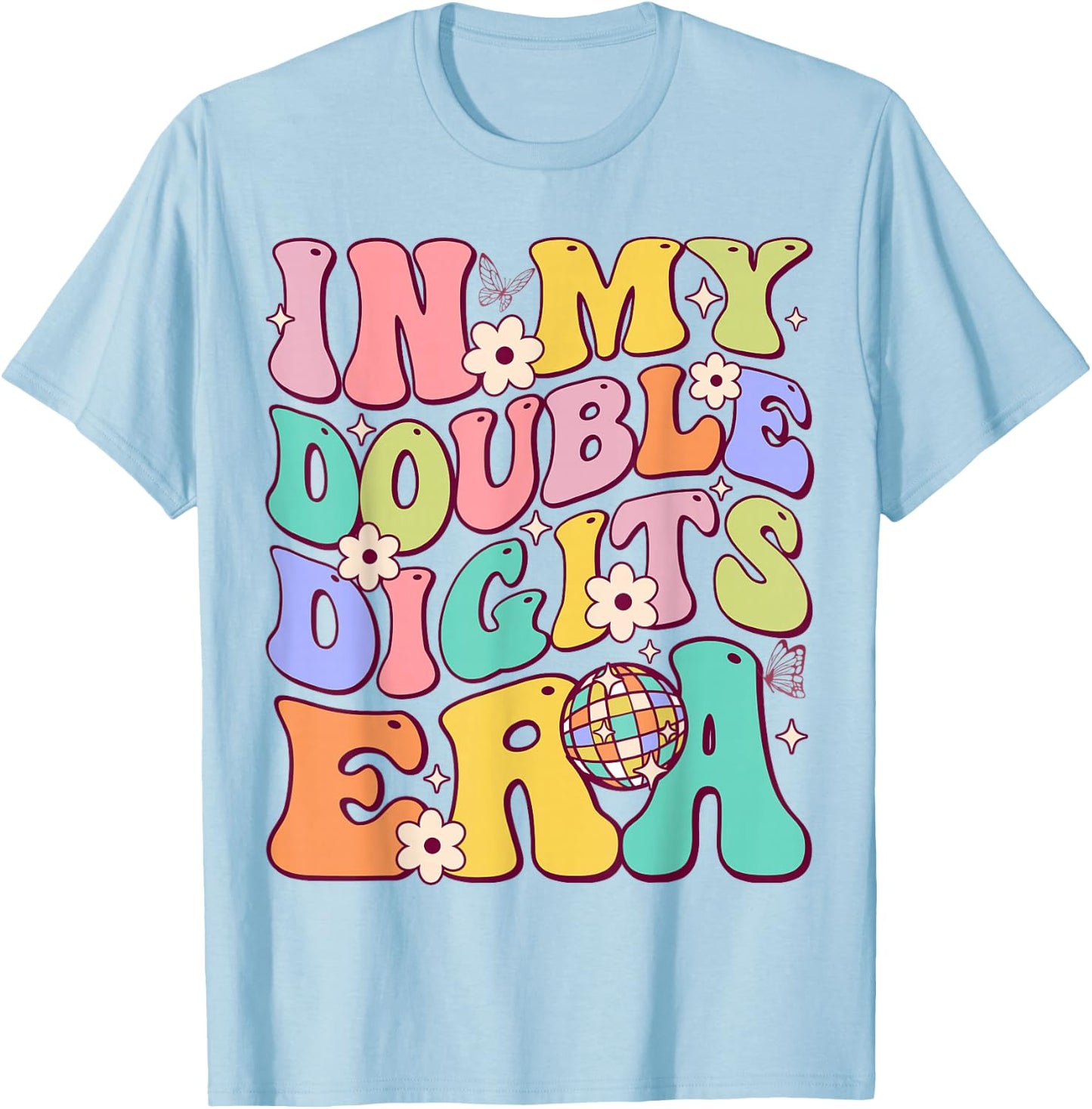 Girl In My Double Digits Era Retro 10 Year Old 10th Birthday T-Shirt - T-Shirt | Light Blue