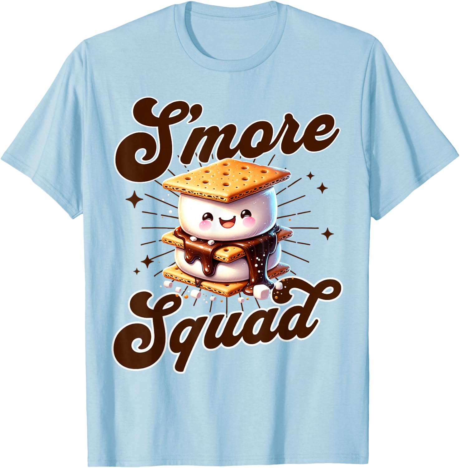 Cute Outdoor Smore Squad Camping Family Matching Summer T-Shirt - T-Shirt | Light Blue