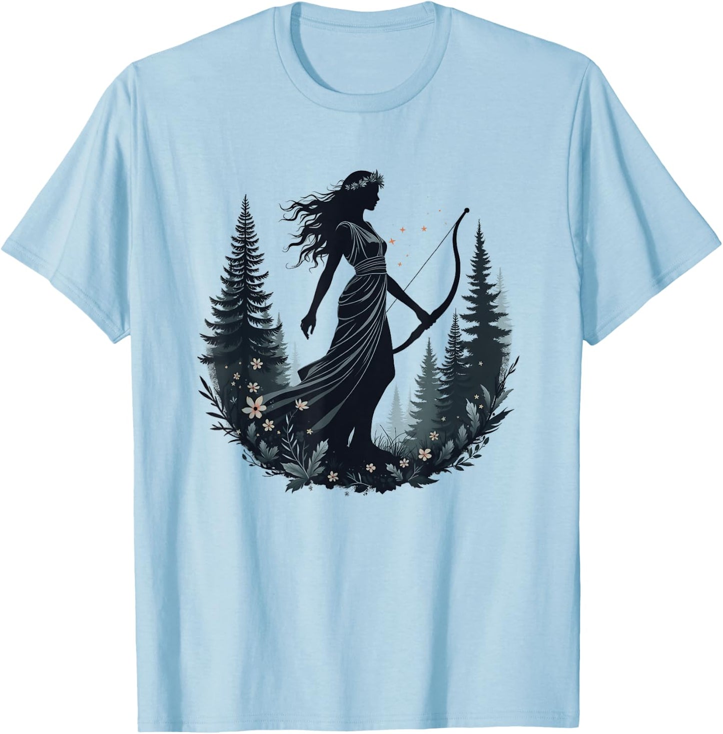 Agema Apparel Artemis Ancient Greek Goddess Greek Mythology T-Shirt - T-Shirt | Light Blue
