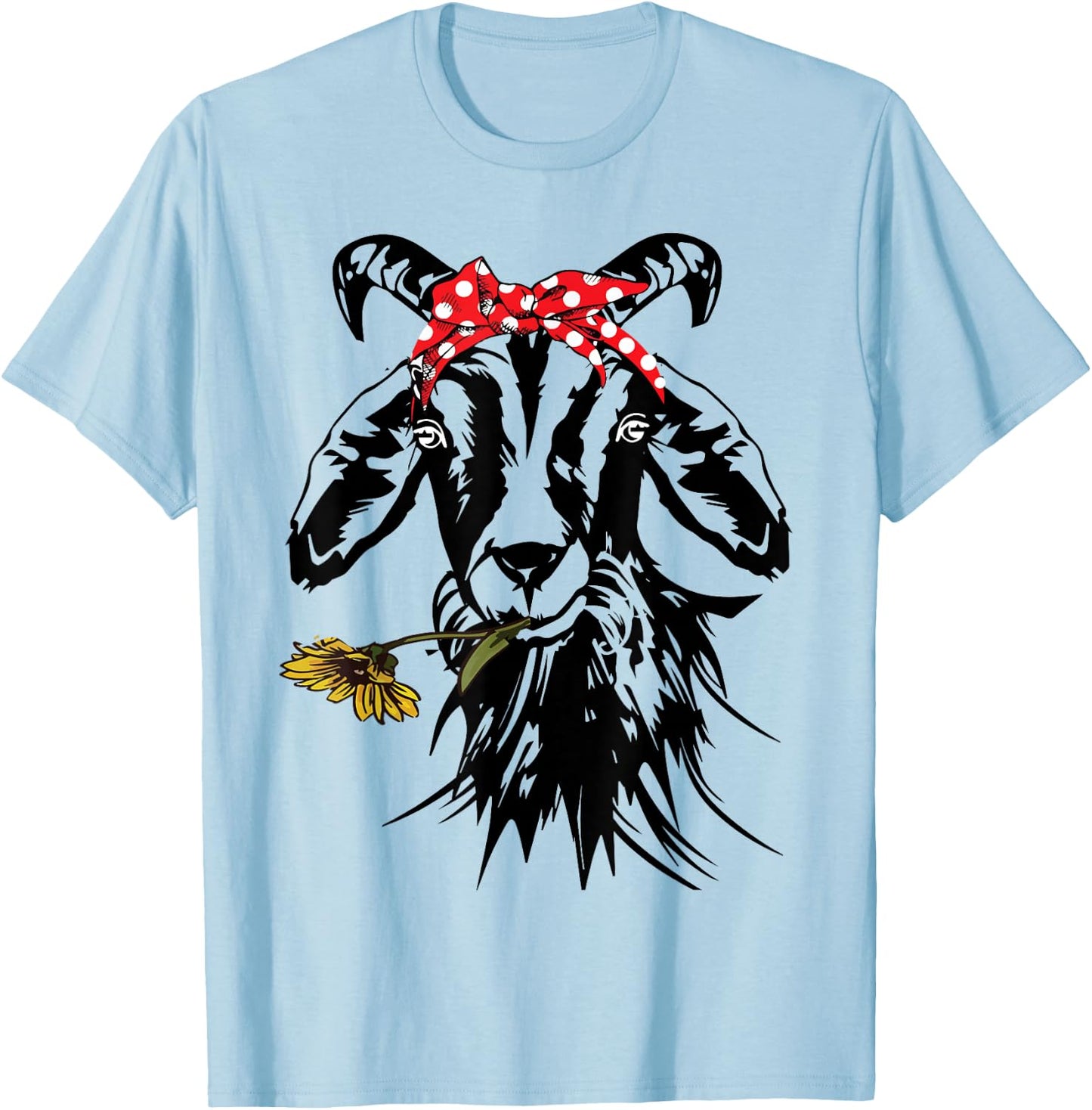Women's Goats Bandana Farm Animal Lover Funny Goat Graphics T-Shirt - T-Shirt | Light Blue