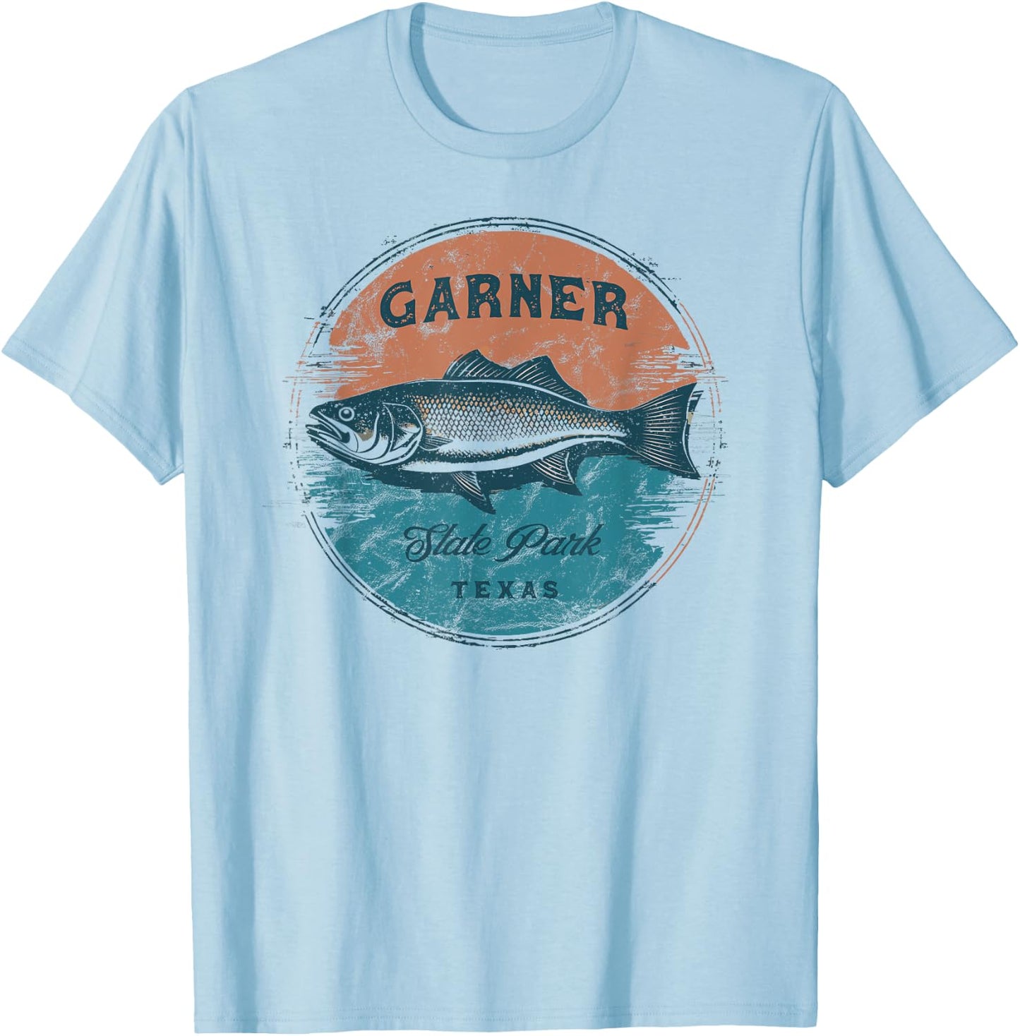 Garner State Park Texas Retro Vintage Fishing T-Shirt - T-Shirt | Light Blue