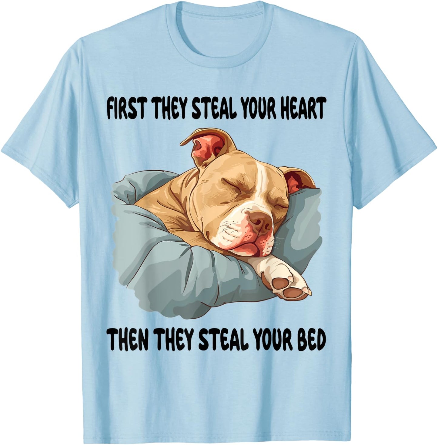 Pitbull Sleeping Pajamas Nightgown T-Shirt - T-Shirt | Light Blue