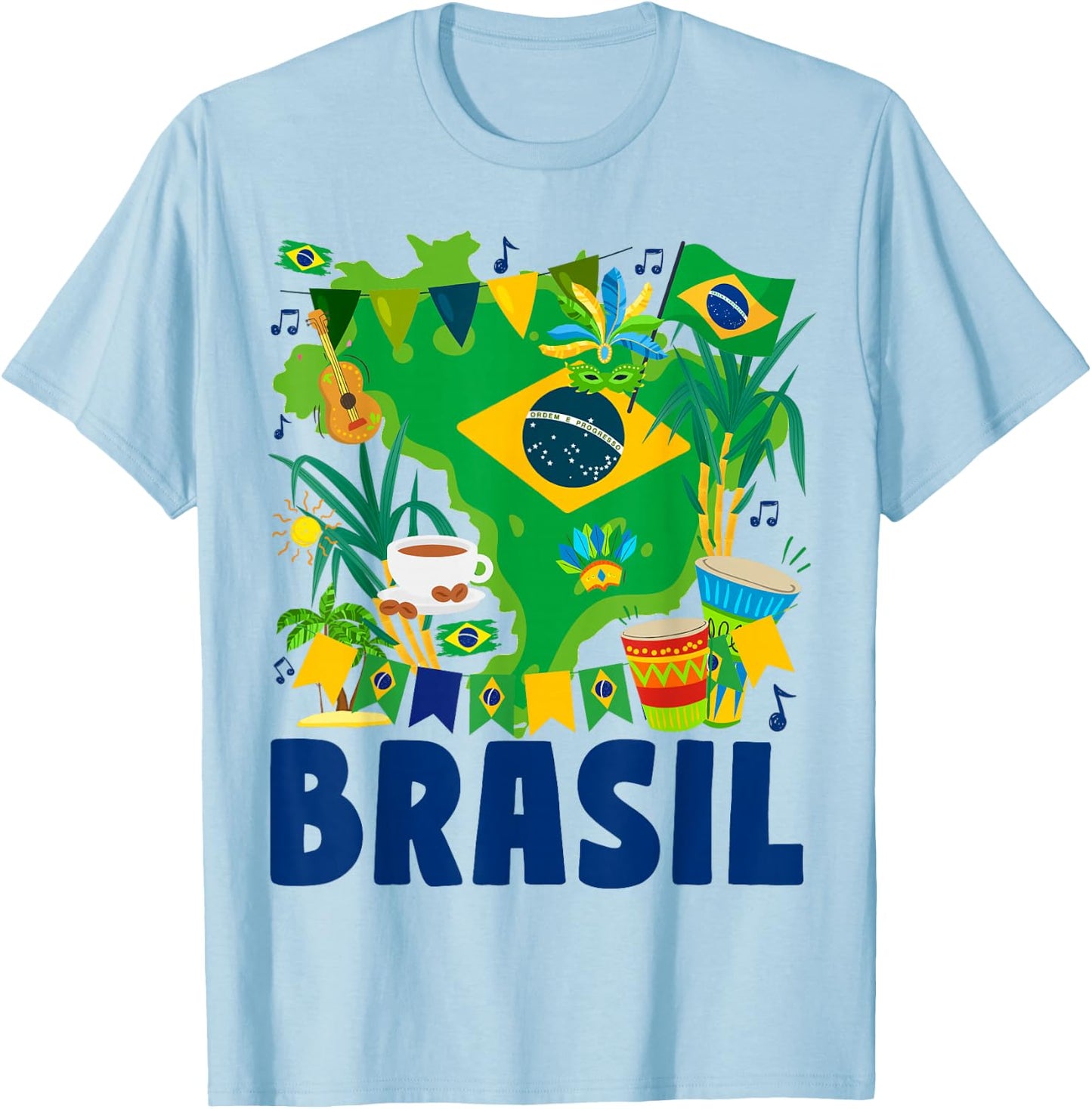 Brasil Flag Outfit Idea Brazil & Brazilian Flag T-Shirt - T-Shirt | Light Blue
