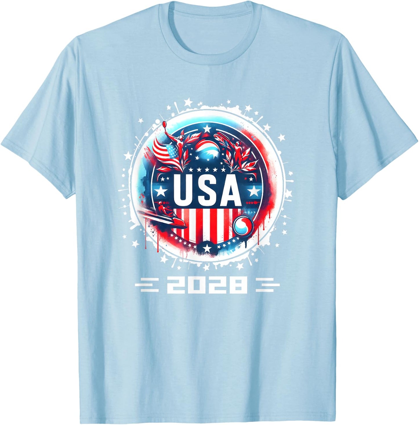 USA 2028 Go United States Sport USA Team 2028 USA T-Shirt - T-Shirt | Light Blue