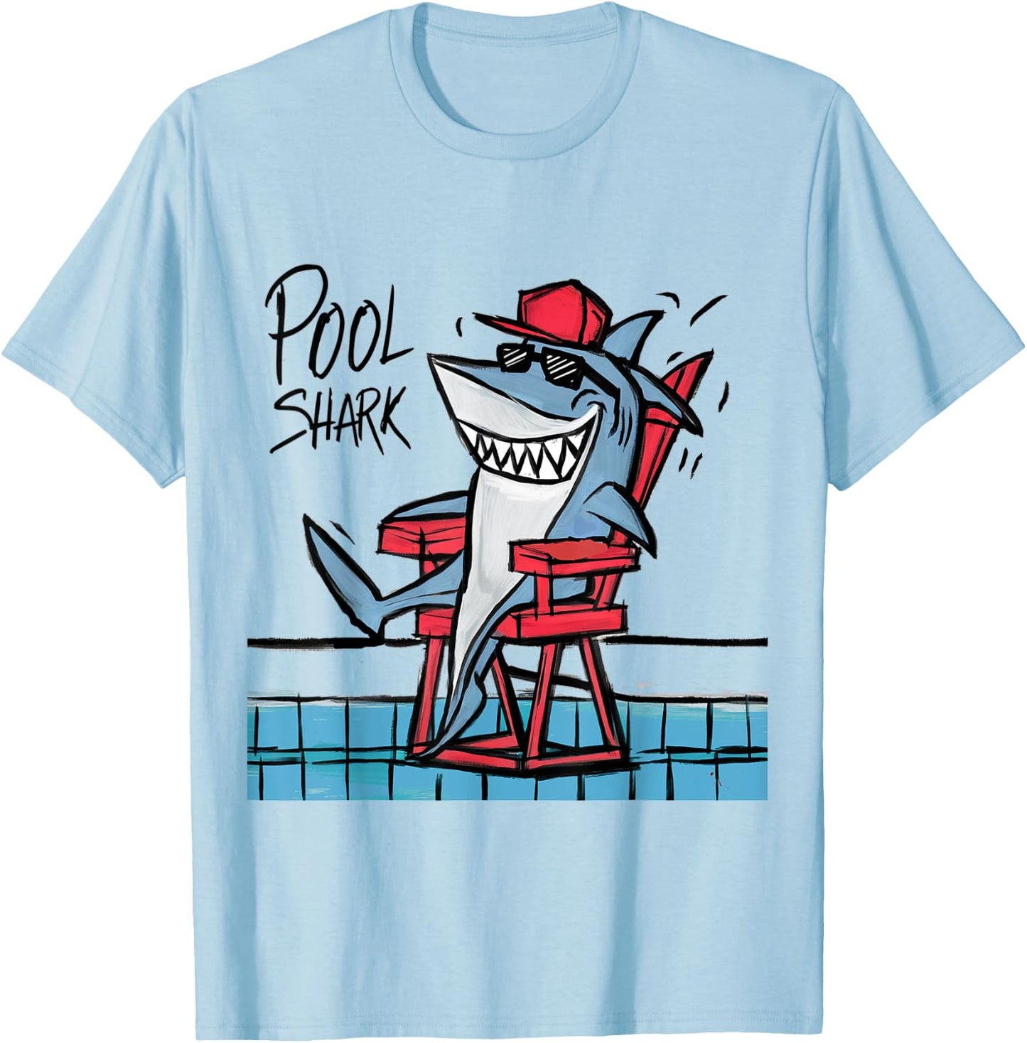 Smileteesfunny Funny Shark Lifeguard Pool Shark Pun T-Shirt - T-Shirt | Light Blue