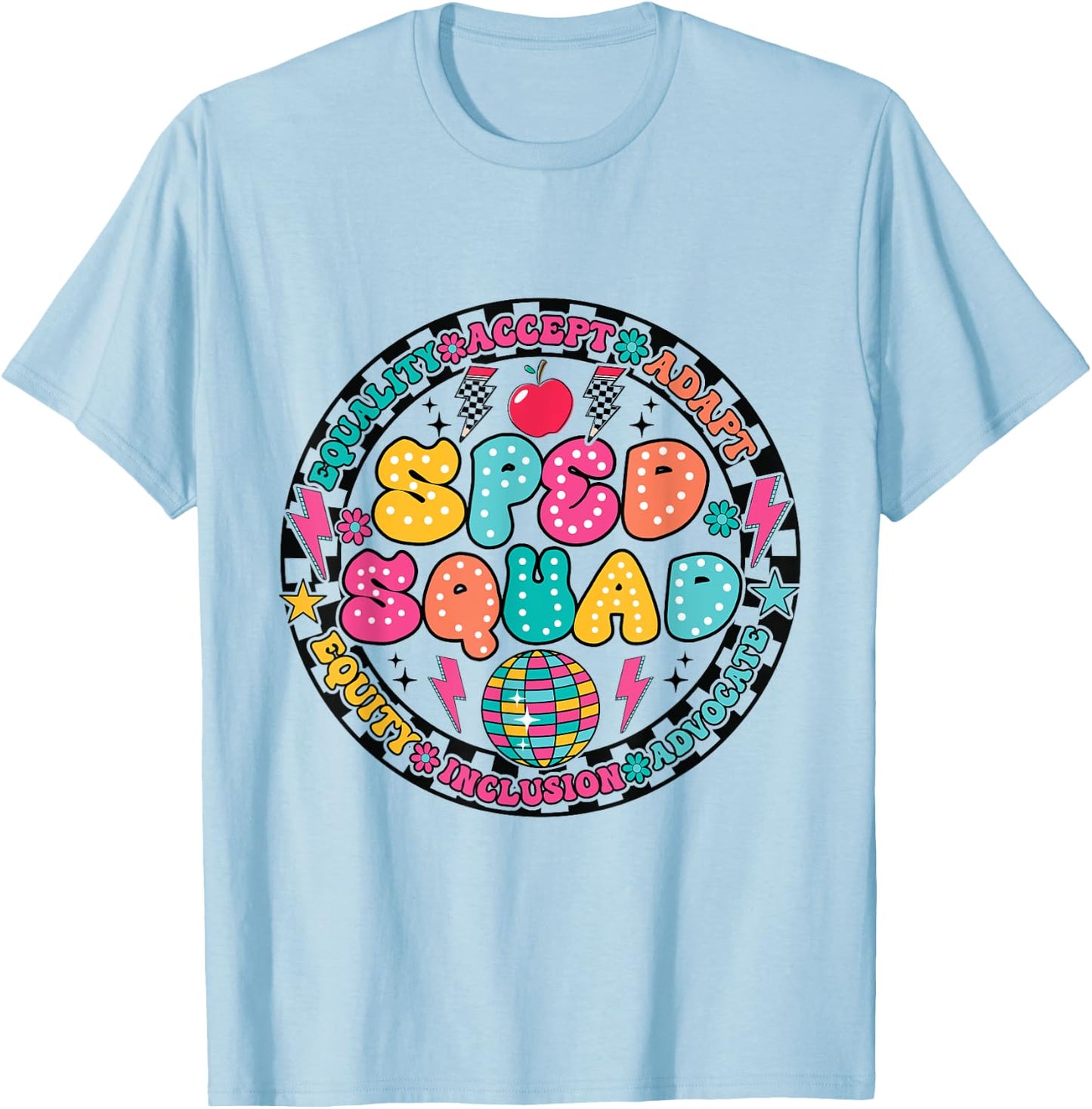 Retro Sped Squad Groovy Special Education Dream Team Teacher T-Shirt - T-Shirt | Light Blue