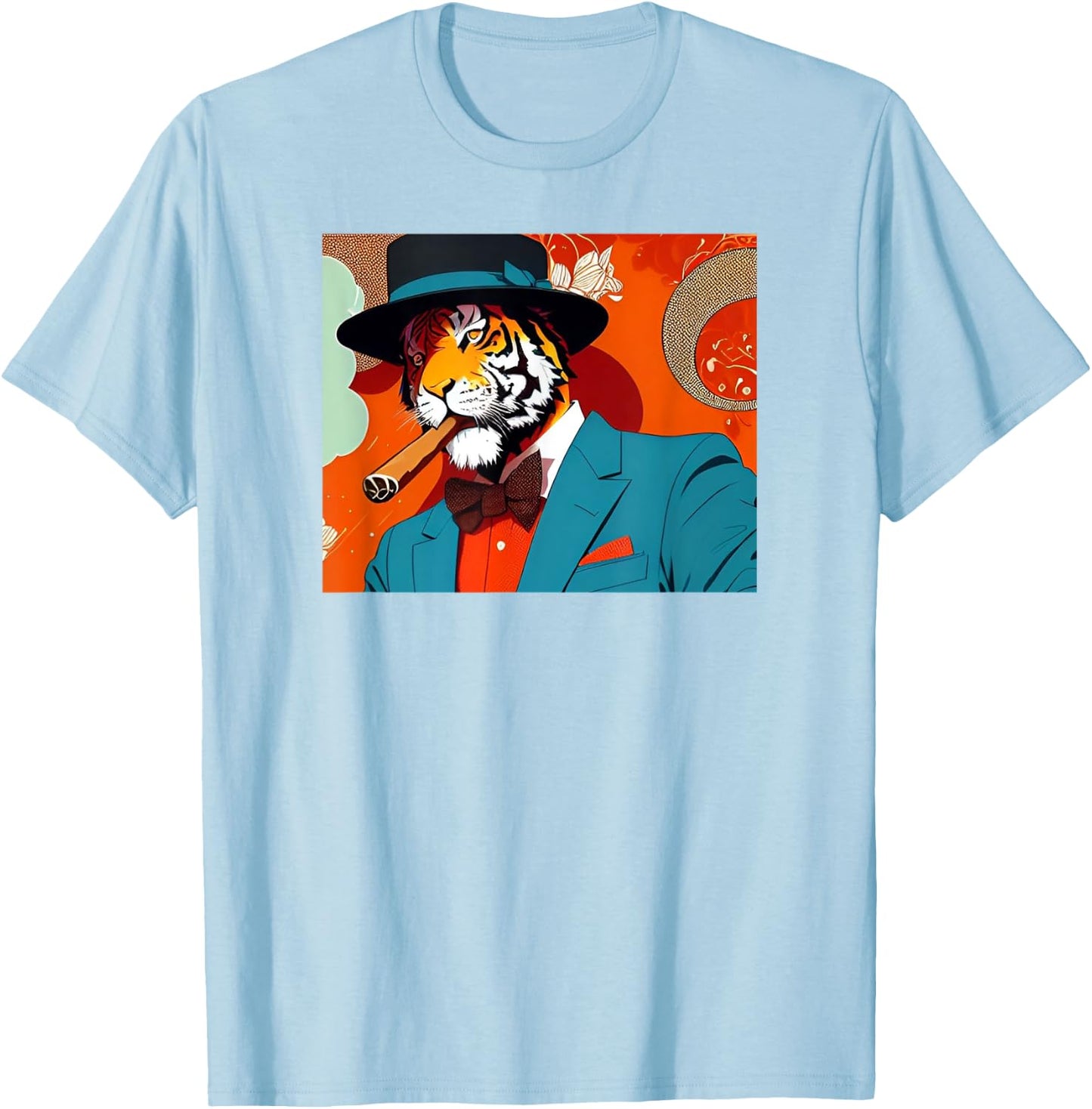 Tiger Smoking Cigar T-Shirt - T-Shirt | Light Blue