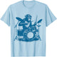 Who Love Drummer Drums Drums Drummer Monkey Playing Drums Vintage Art Monkey On Drums T-Shirt - T-Shirt | Light Blue