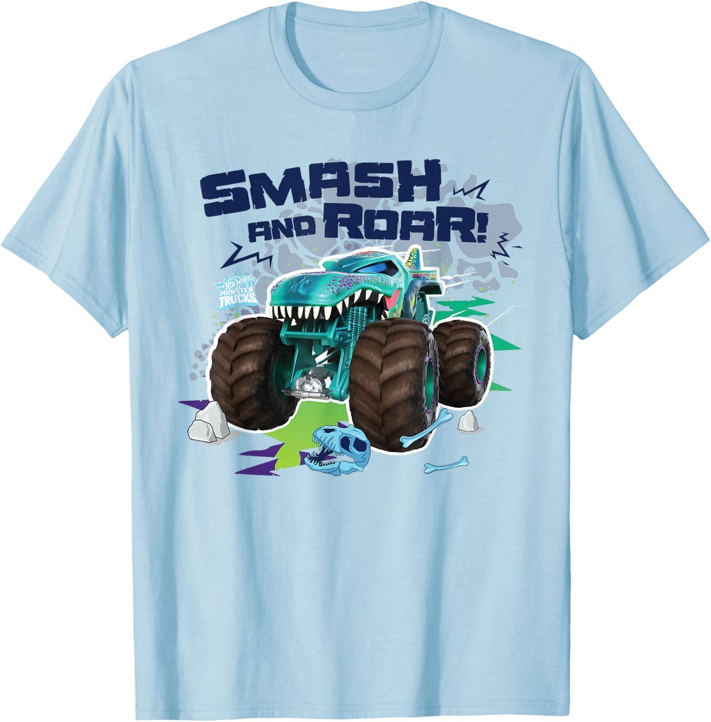 Hot Wheels Monster Trucks - Smash and Roar T-Shirt - T-Shirt | Light Blue