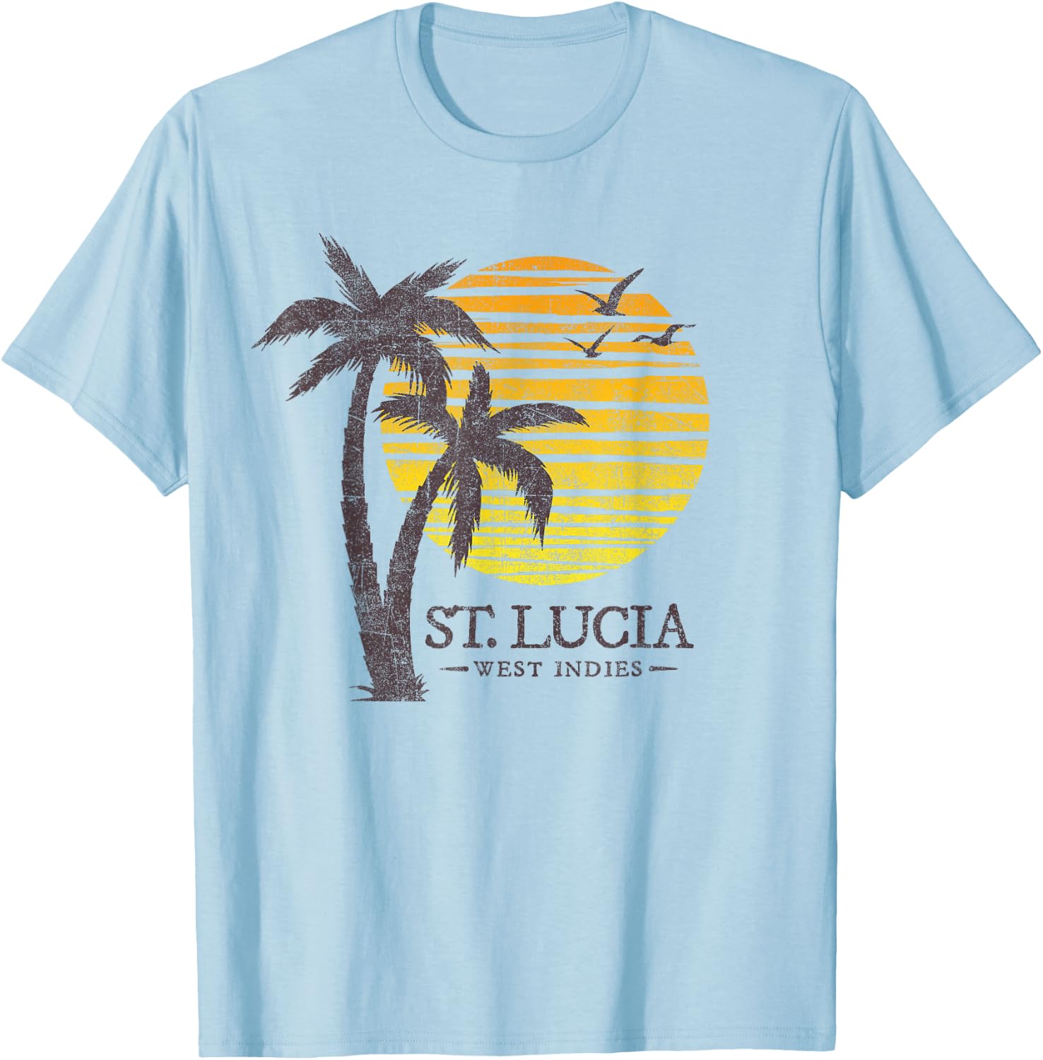 Retro St Lucia Beach Sunset Boys Girls Souvenir T-Shirt - T-Shirt | Light Blue