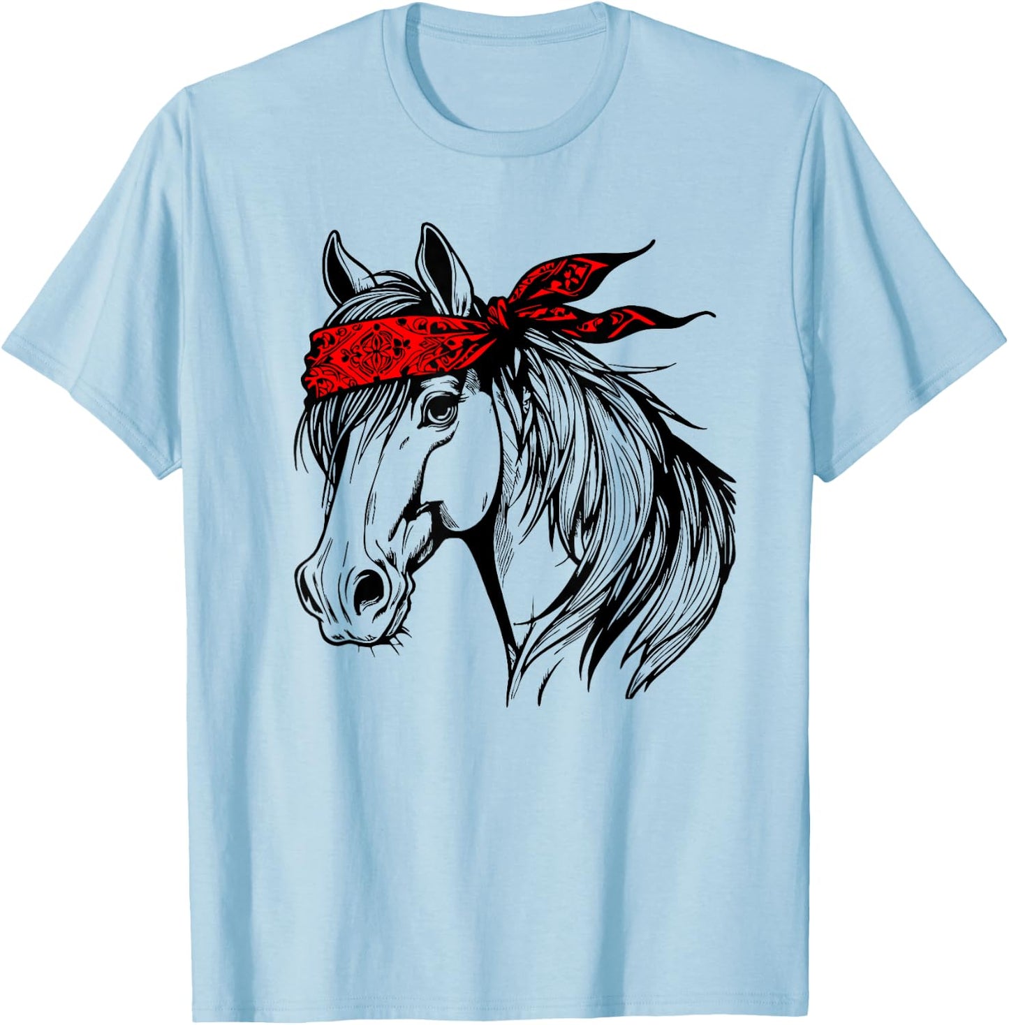 Horse Bandana for Horseback Riding Horse Lover Mother's Day T-Shirt - T-Shirt | Light Blue