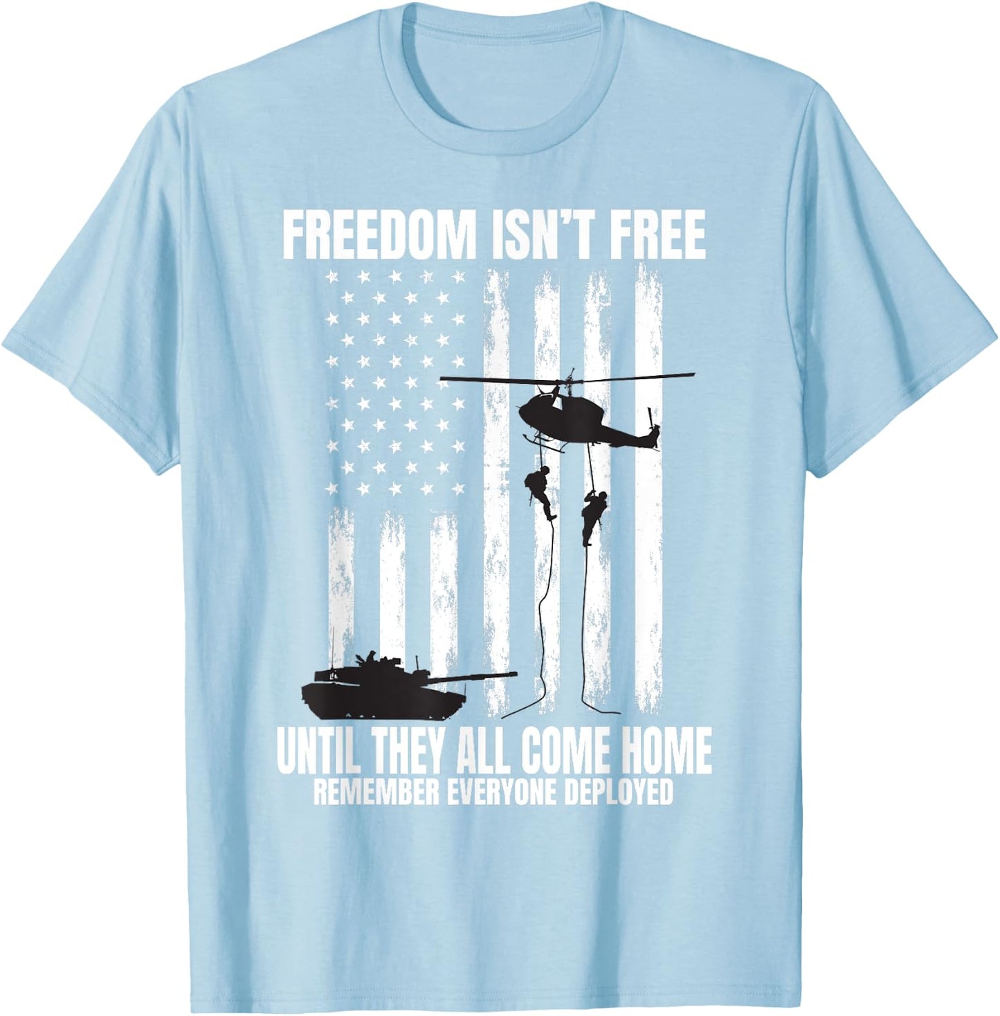Remember Everyone Deployed Red Friday Military American Flag Women Kids Men T-Shirt - T-Shirt | Light Blue