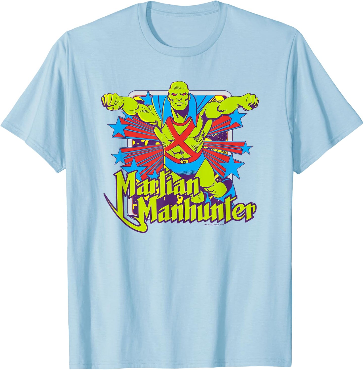 Justice League Martian Manhunter Stars T-Shirt - T-Shirt | Light Blue