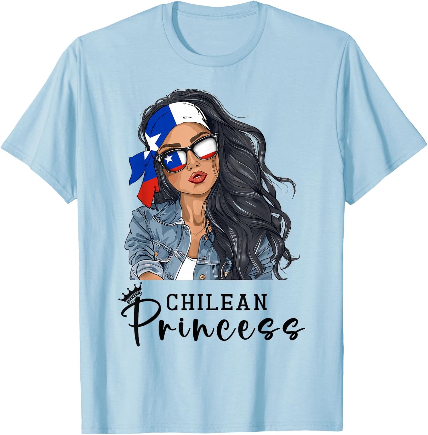 Chilean Woman Products Flag Uniform Princess Chile T-Shirt - T-Shirt | Light Blue