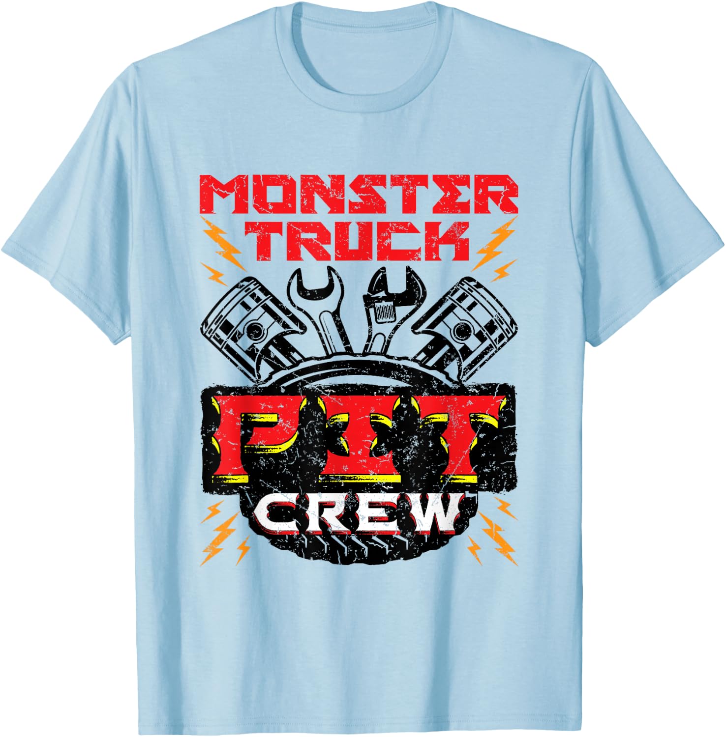 Monster Truck Pit Crew Men Boys Rally T-Shirt - T-Shirt | Light Blue