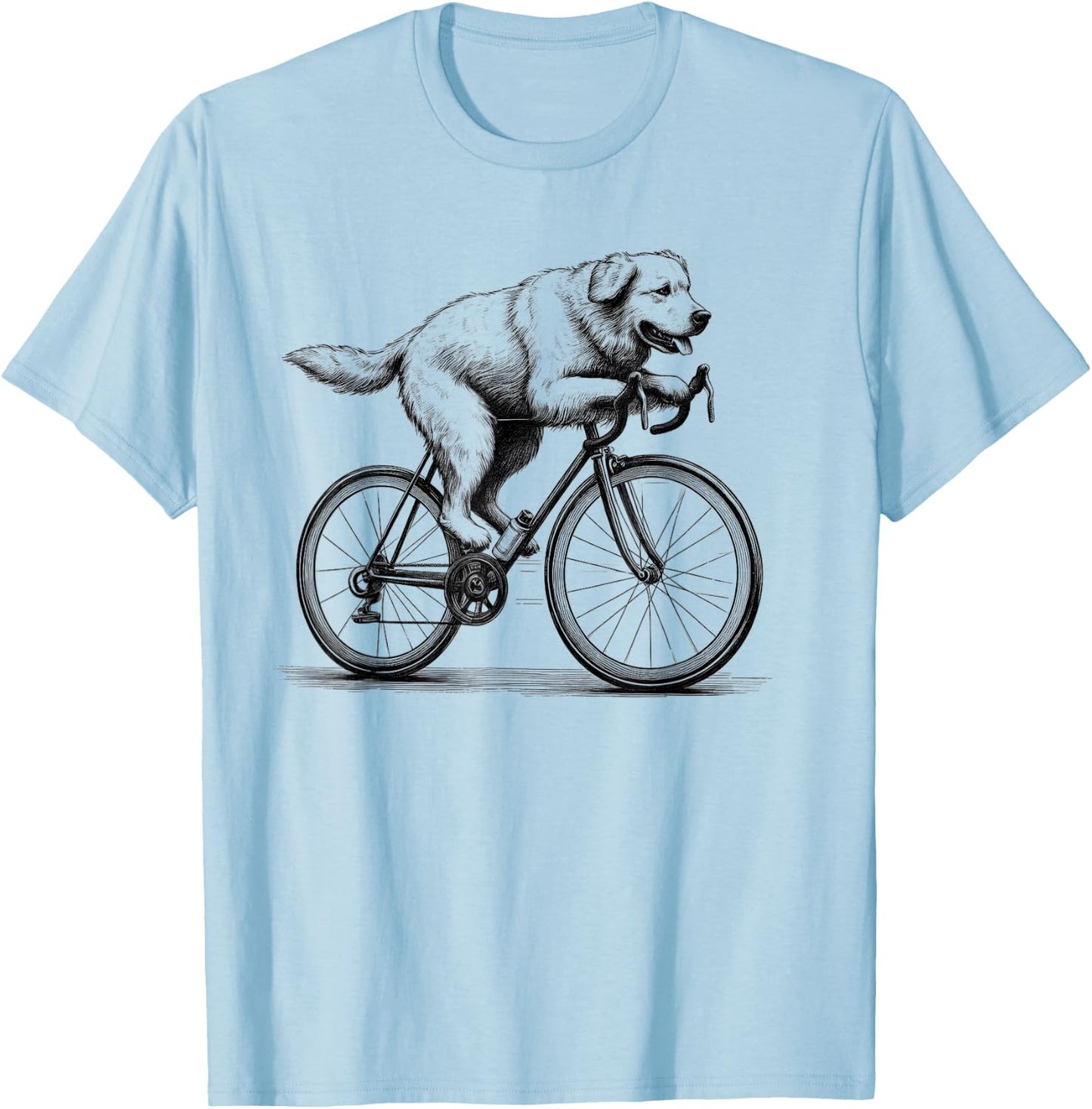 Golden Retriever Riding A Bike Bicycle Cycling Biker Lover T-Shirt - T-Shirt | Light Blue