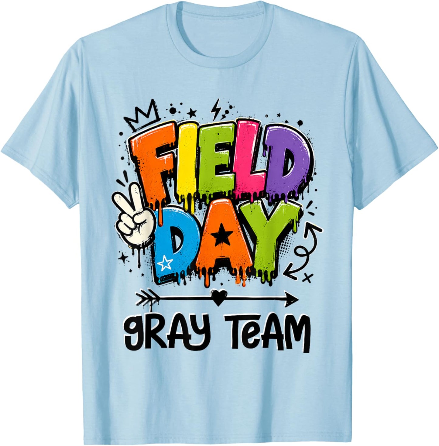 Funny Gray Team Field Day 2026 Drip Teacher Boy Girl Kids T-Shirt - T-Shirt | Light Blue
