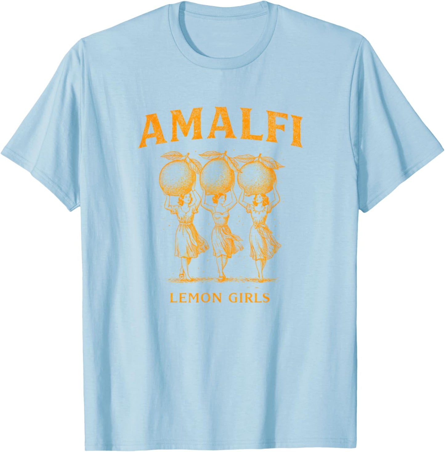 Amalfi Lemon Girls Vintage Aesthetic | Italian Summer Citrus T-Shirt - T-Shirt | Light Blue