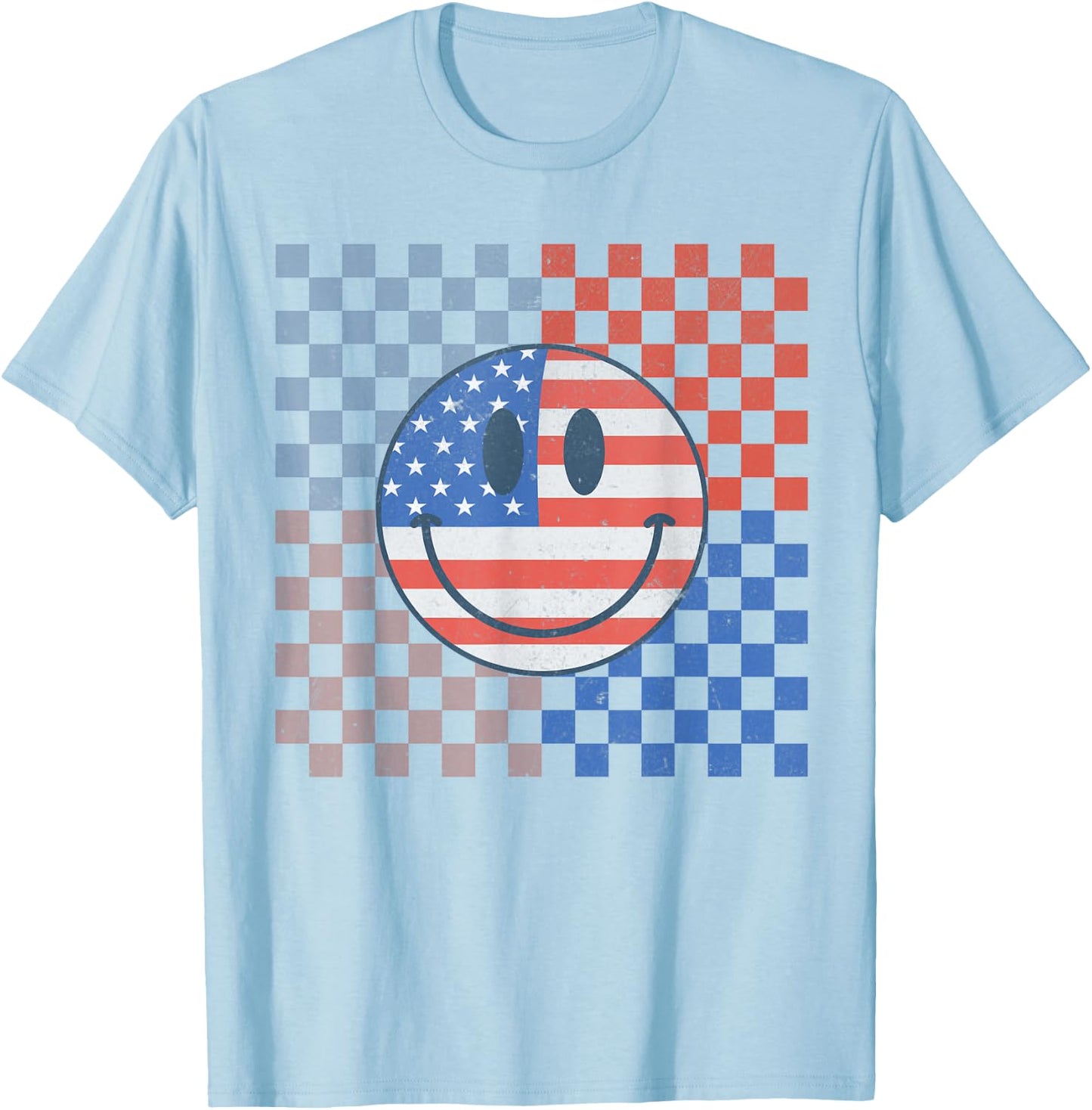 4th of July USA America Flag Baby Toddler Smile Gift T-Shirt - T-Shirt | Light Blue