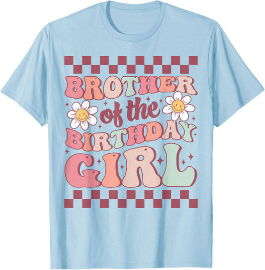 Brother of The Birthday Girl Family Groovy Birthday Party T-Shirt - T-Shirt | Light Blue