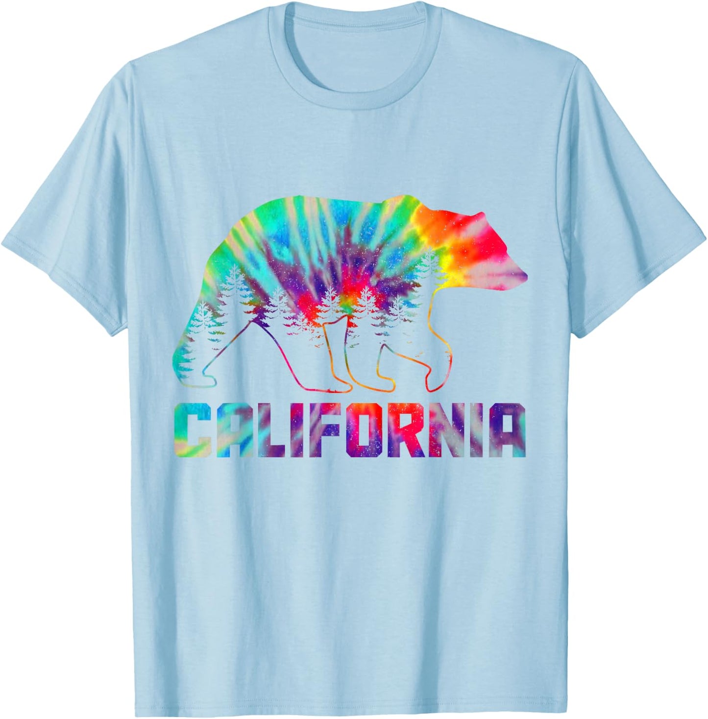 California Tie Dye Bear Pride Outdoor Vintage Cali T-Shirt - T-Shirt | Light Blue