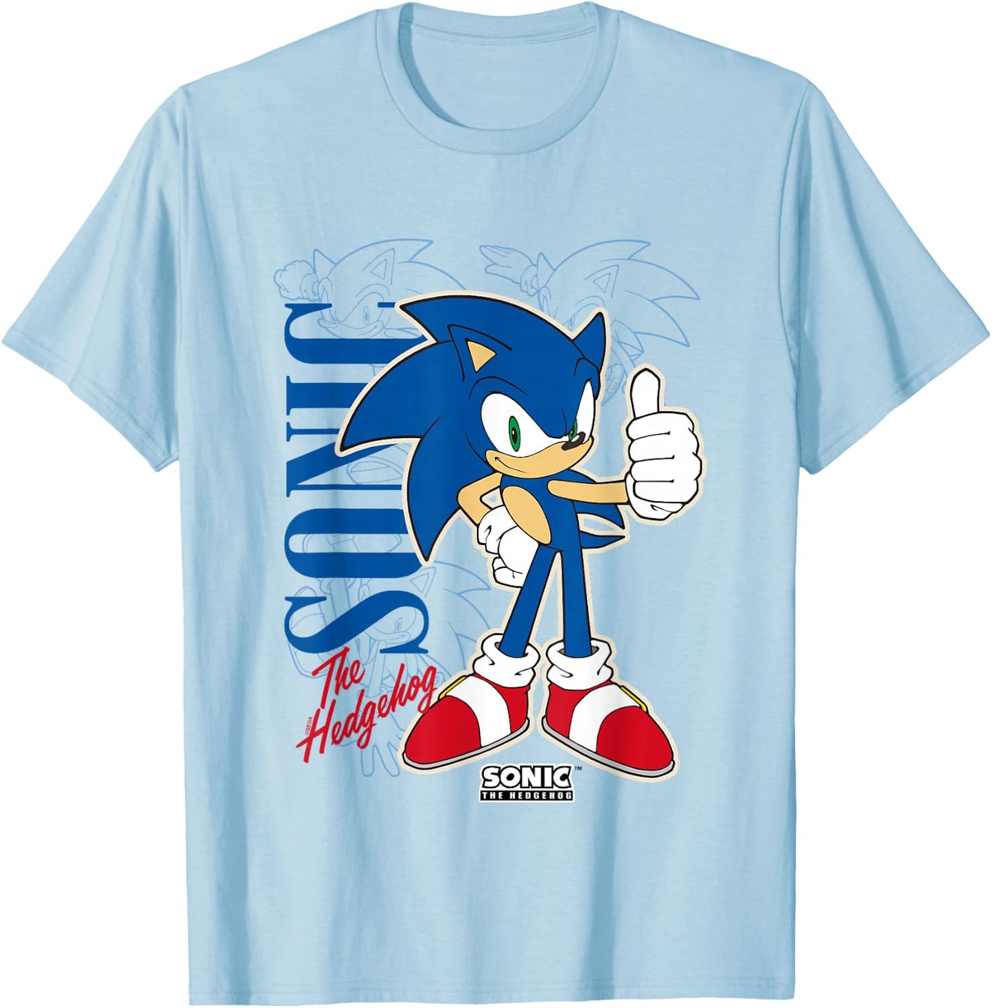 Sonic The Hedgehog Thumbs Up Retro Shot T-Shirt - T-Shirt | Light Blue