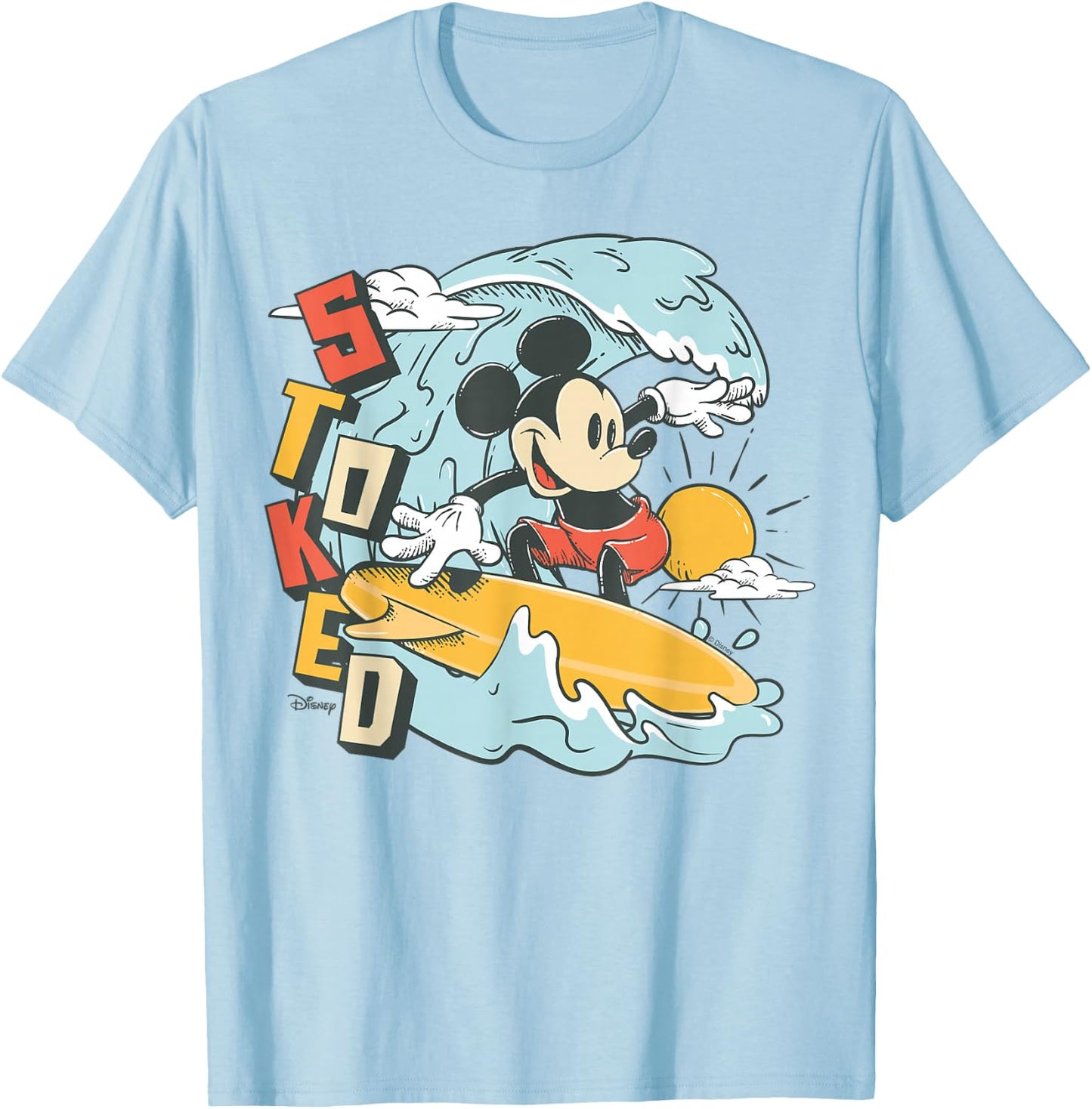 Mickey Mouse - Summer Surf Stoked T-Shirt - T-Shirt | Light Blue