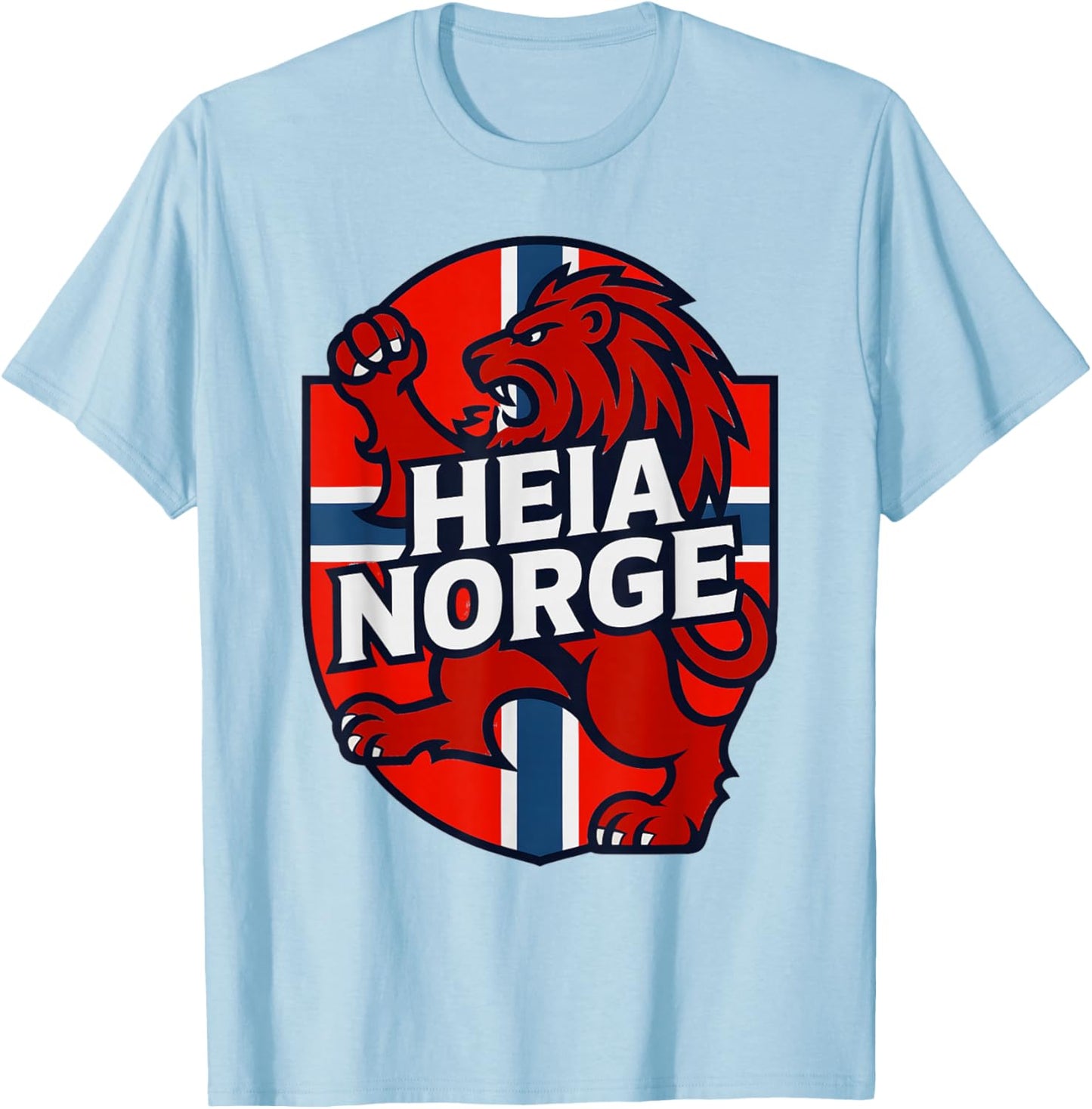 Classic Cheer Norway HEIA Norge Country Slogan Flag Spirit T-Shirt - T-Shirt | Light Blue