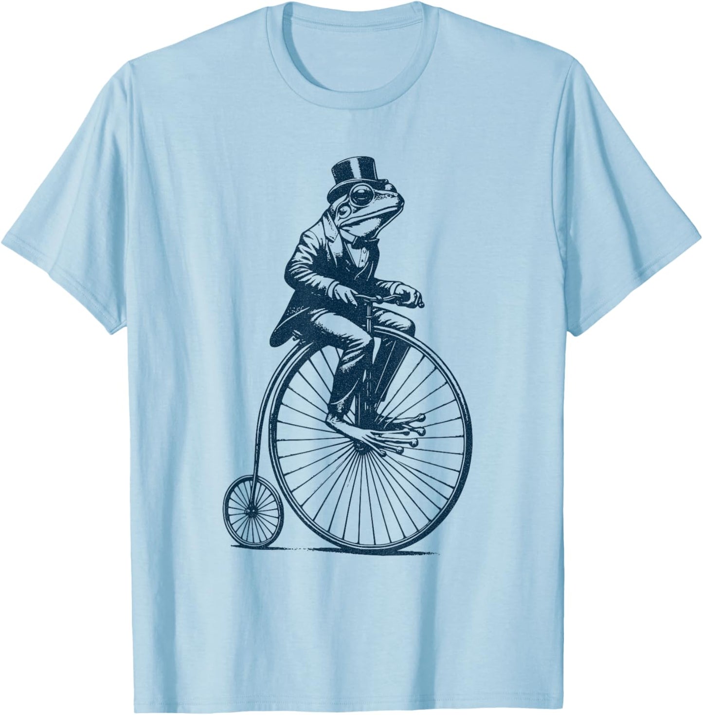 Dapper Frog riding a Vintage Penny-Farthing Bicycle Cyclist T-Shirt - T-Shirt | Light Blue