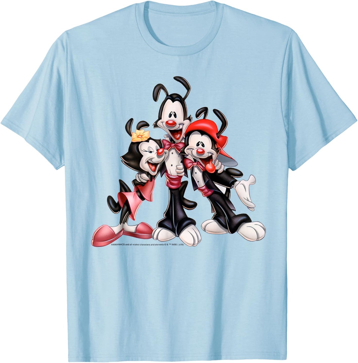 Animaniacs Yakko Wakko & Dot Airbrush T-Shirt - T-Shirt | Light Blue