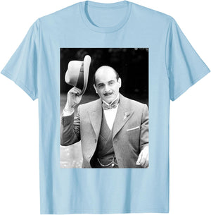 Poirot David Suchet Agatha Christie 1988 T-Shirt - T-Shirt | Light Blue