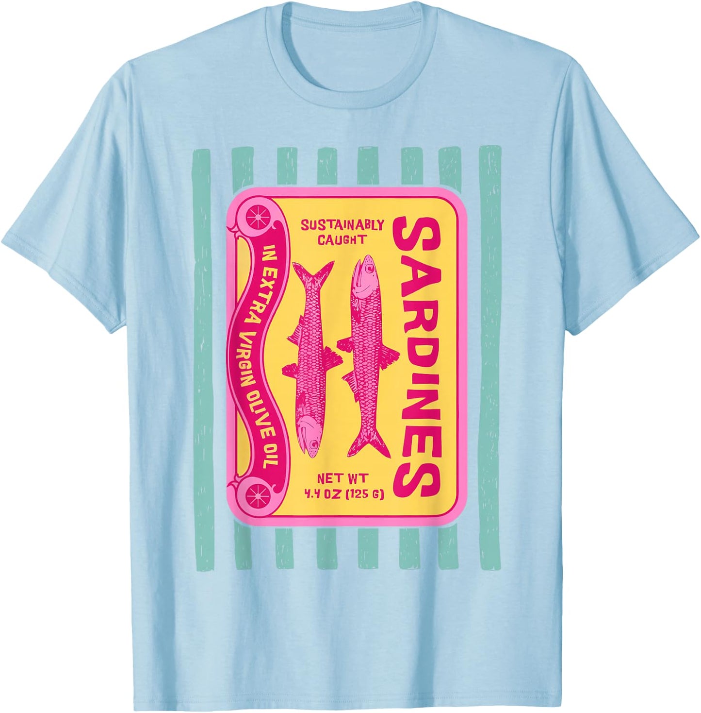 Sardines Tinned Fish Retro Graphic Women Sardine T-Shirt - T-Shirt | Light Blue