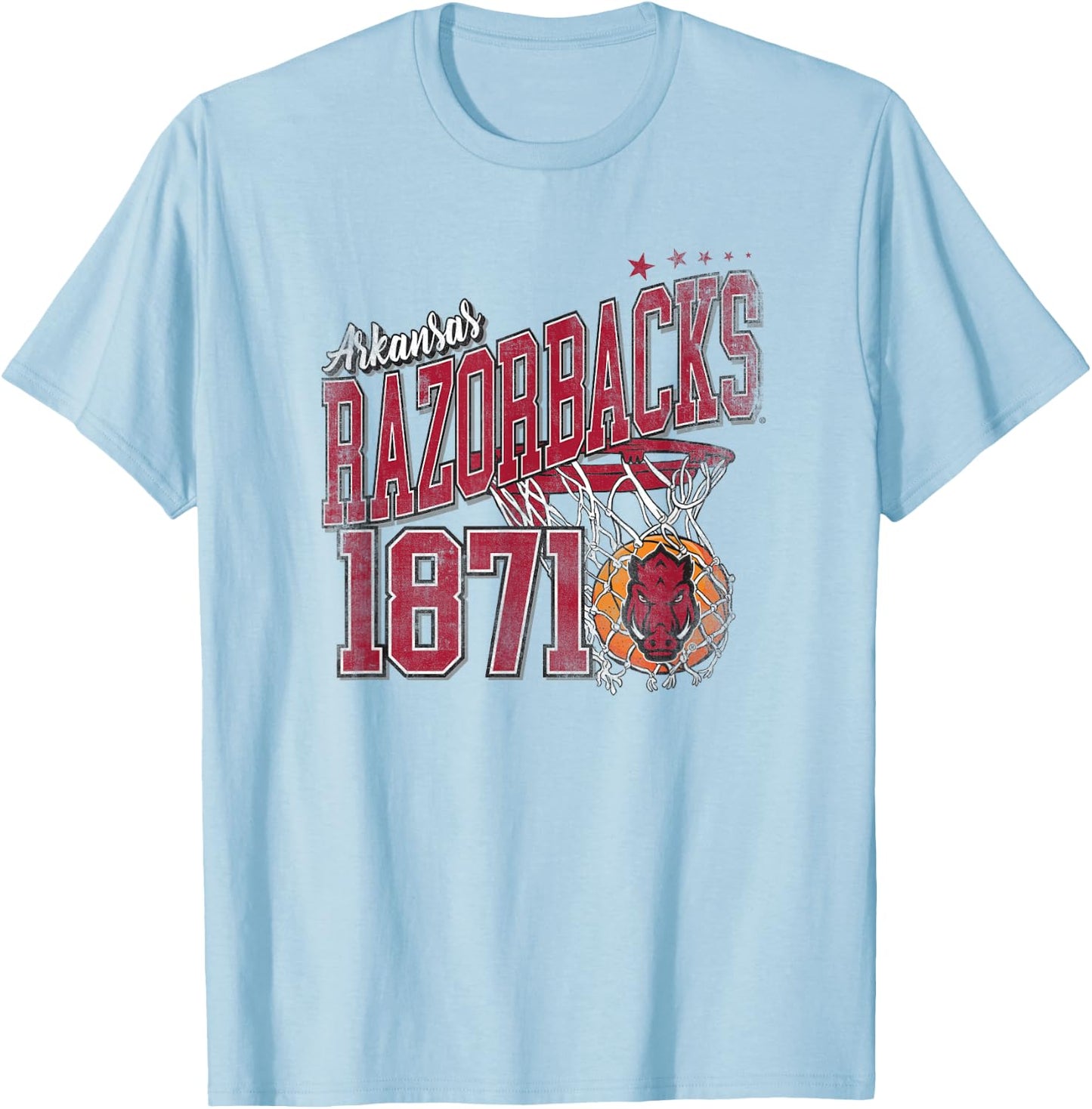 Campus Lab University of Arkansas Razorbacks 1871 Basketball Hoop T-Shirt - T-Shirt | Light Blue