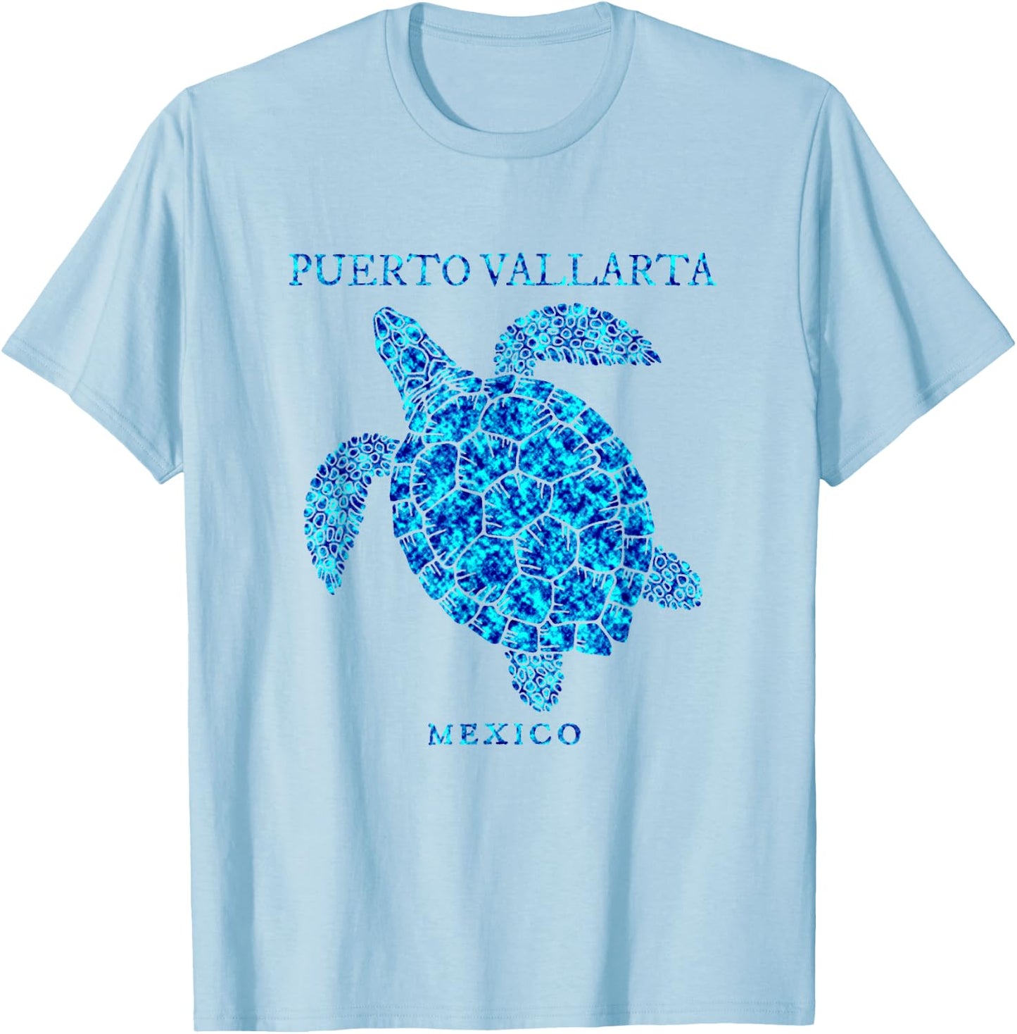 Puerto Vallarta Mexico Sea Turtle Colorful Cruise Souvenir T-Shirt - T-Shirt | Light Blue