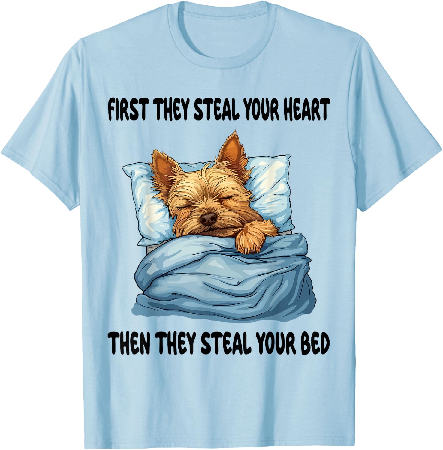 Norwich Terrier Sleeping Pajamas Nightgown T-Shirt - T-Shirt | Light Blue