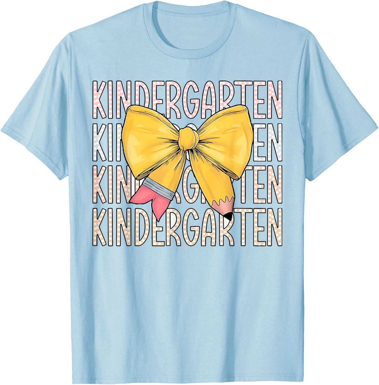 Hello Kindergarten Back To School Retro Cute Coquette Pencil T-Shirt - T-Shirt | Light Blue