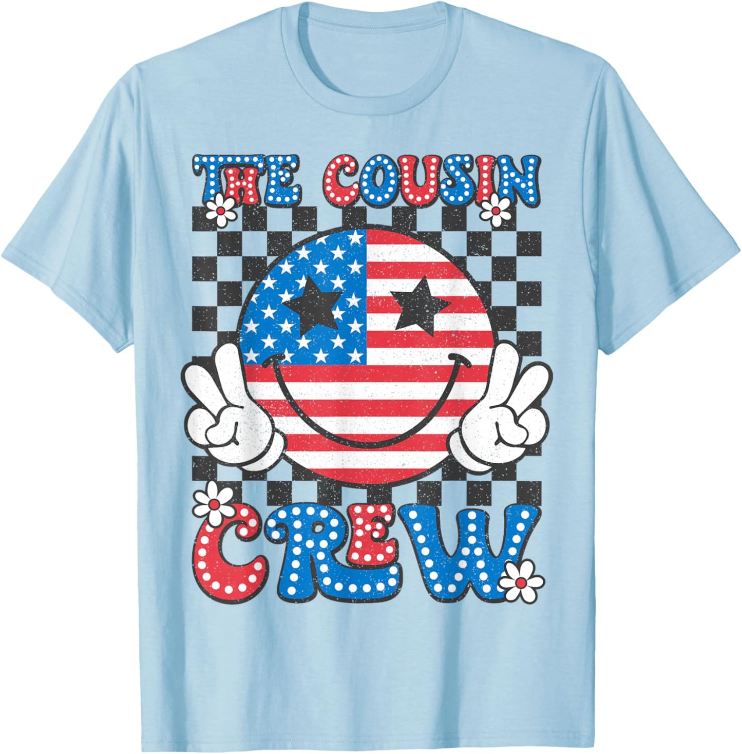 Cousin Crew 4th of July Patriotic American Family Matching T-Shirt - T-Shirt | Light Blue