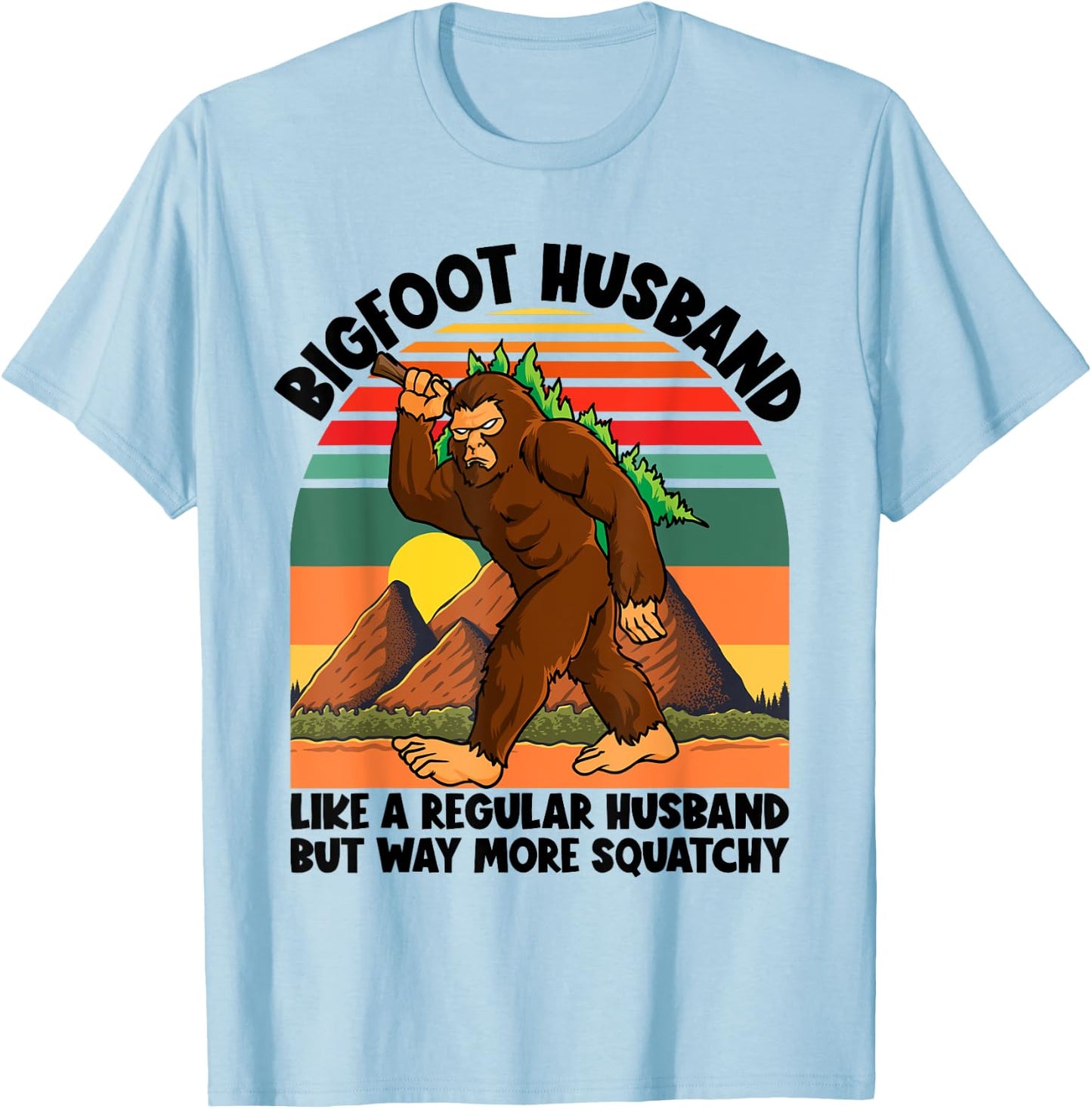 Bigfoot Husband Wedding Bachelor Party Matching Sasquatch T-Shirt - T-Shirt | Light Blue