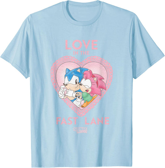 Sonic The Hedgehog Valentine's Day Love In The fast Logo T-Shirt - T-Shirt | Light Blue