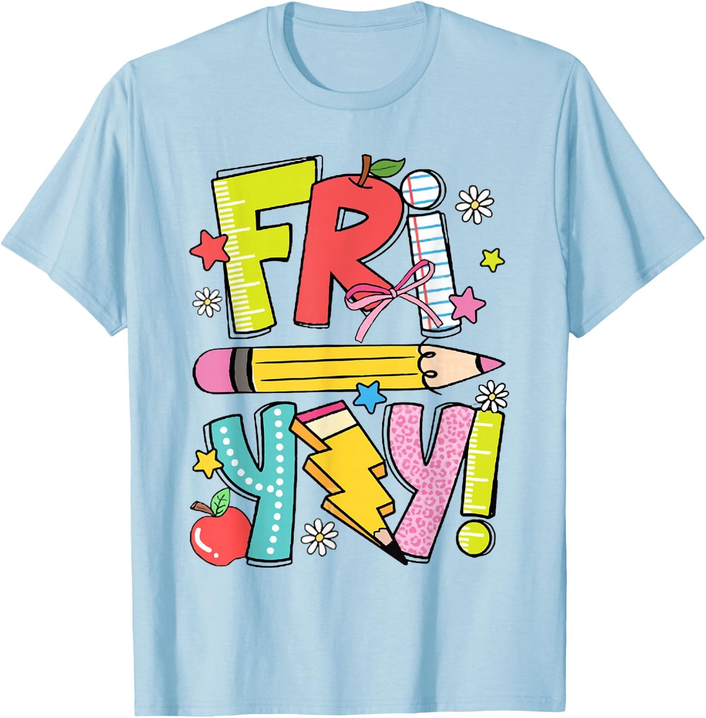 Retro Teacher Fri-Yay Dalmatian Teacher Team Back To School T-Shirt - T-Shirt | Light Blue