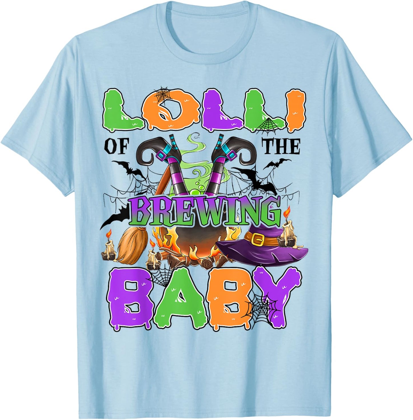 Lolli Of Brewing Baby Halloween Baby Shower Spooky T-Shirt - T-Shirt | Light Blue