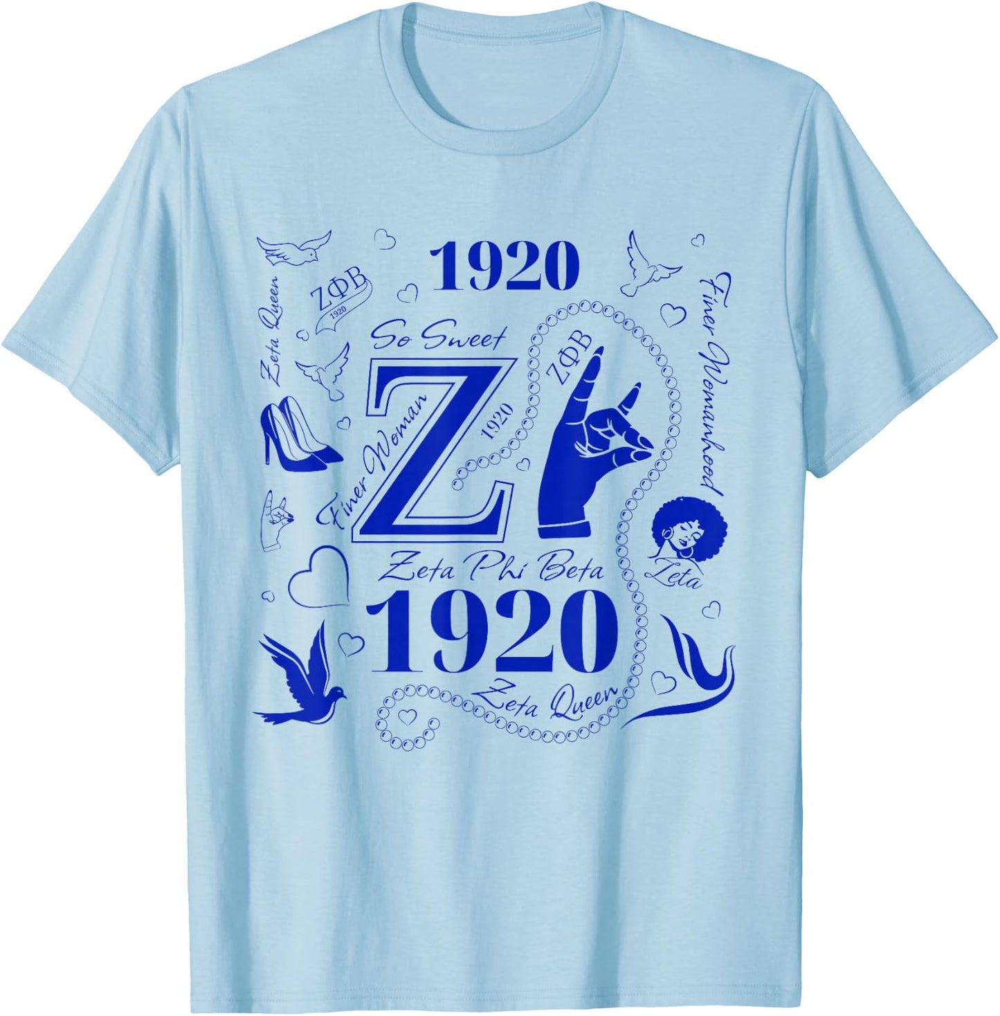 1920 Nineteen Twenty Retro Sorority Zeta New Crossing T-Shirt - T-Shirt | Light Blue