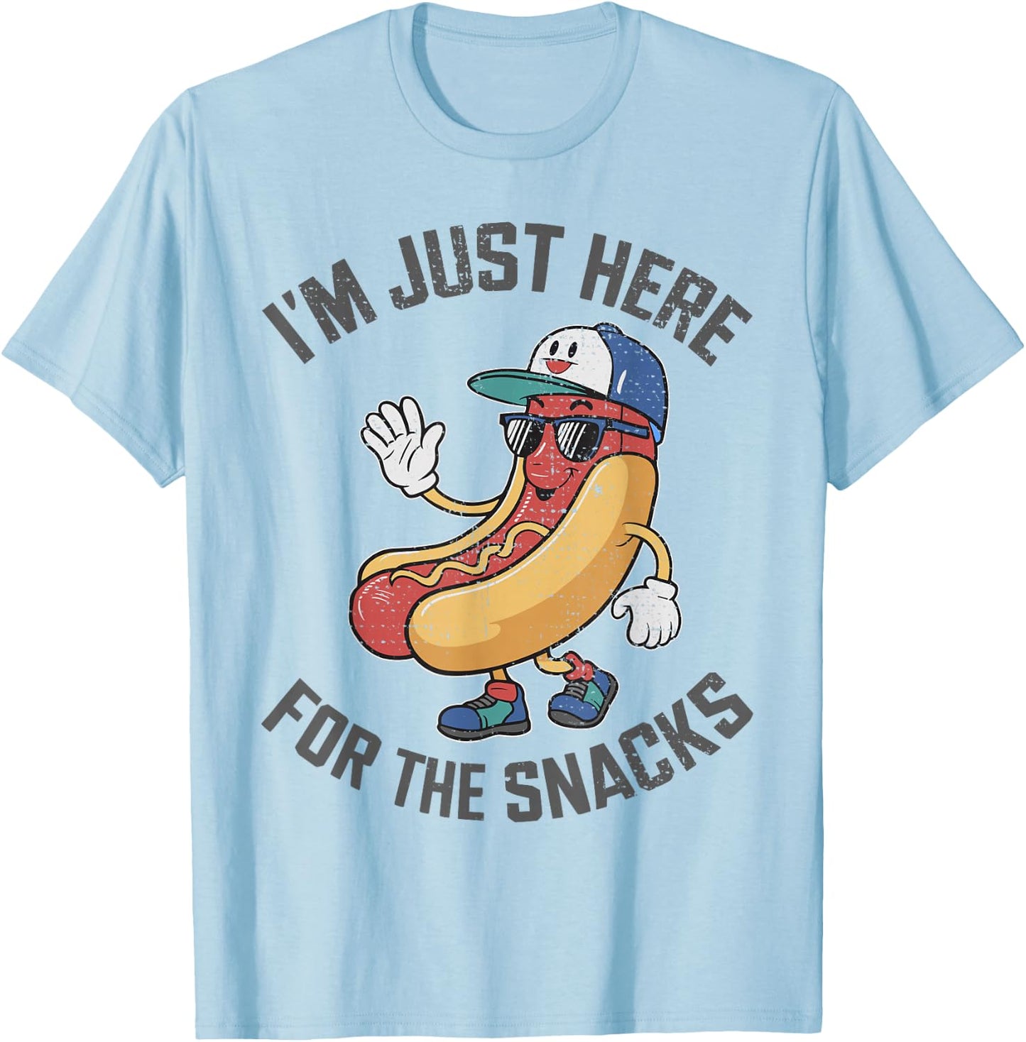 Funny I'm Just Here For The Snacks Football T-Shirt - T-Shirt | Light Blue