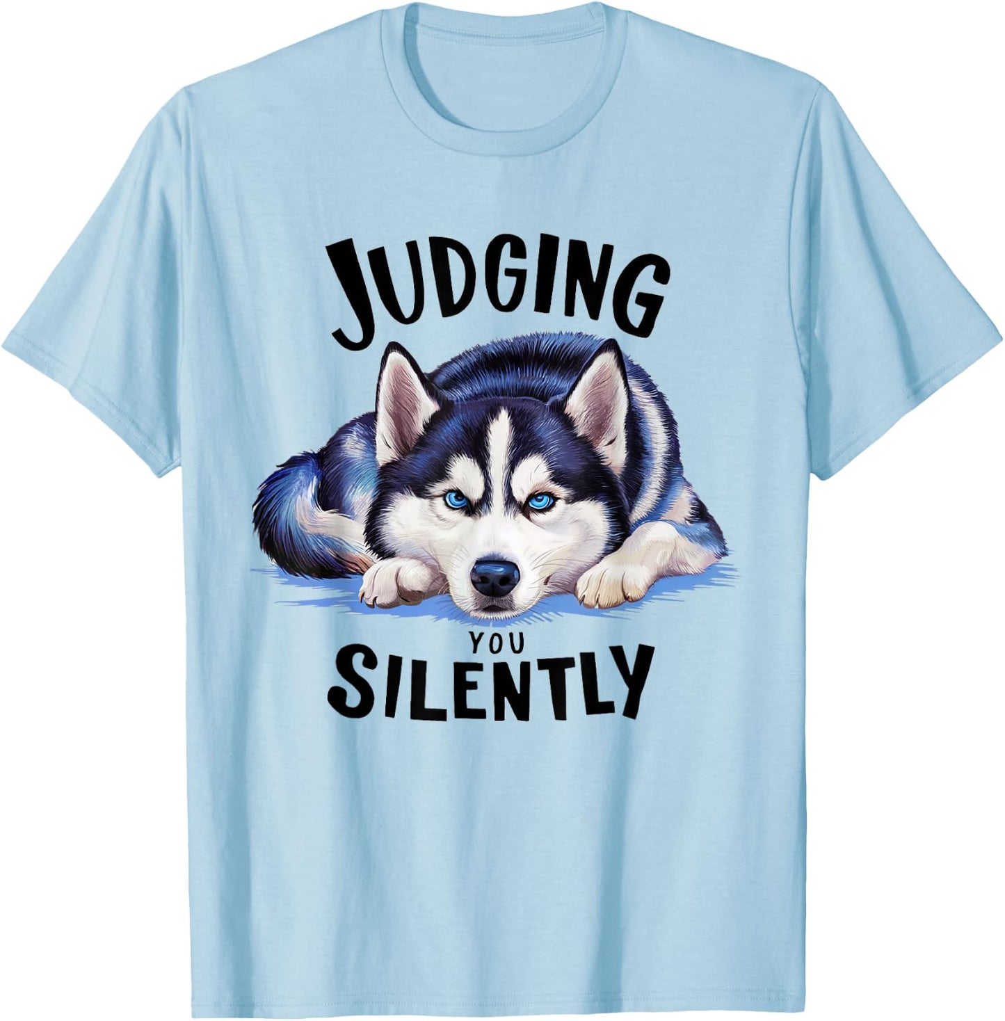 berall Hundehaare -Adults Siberian Husky Dog T-Shirt - T-Shirt | Light Blue