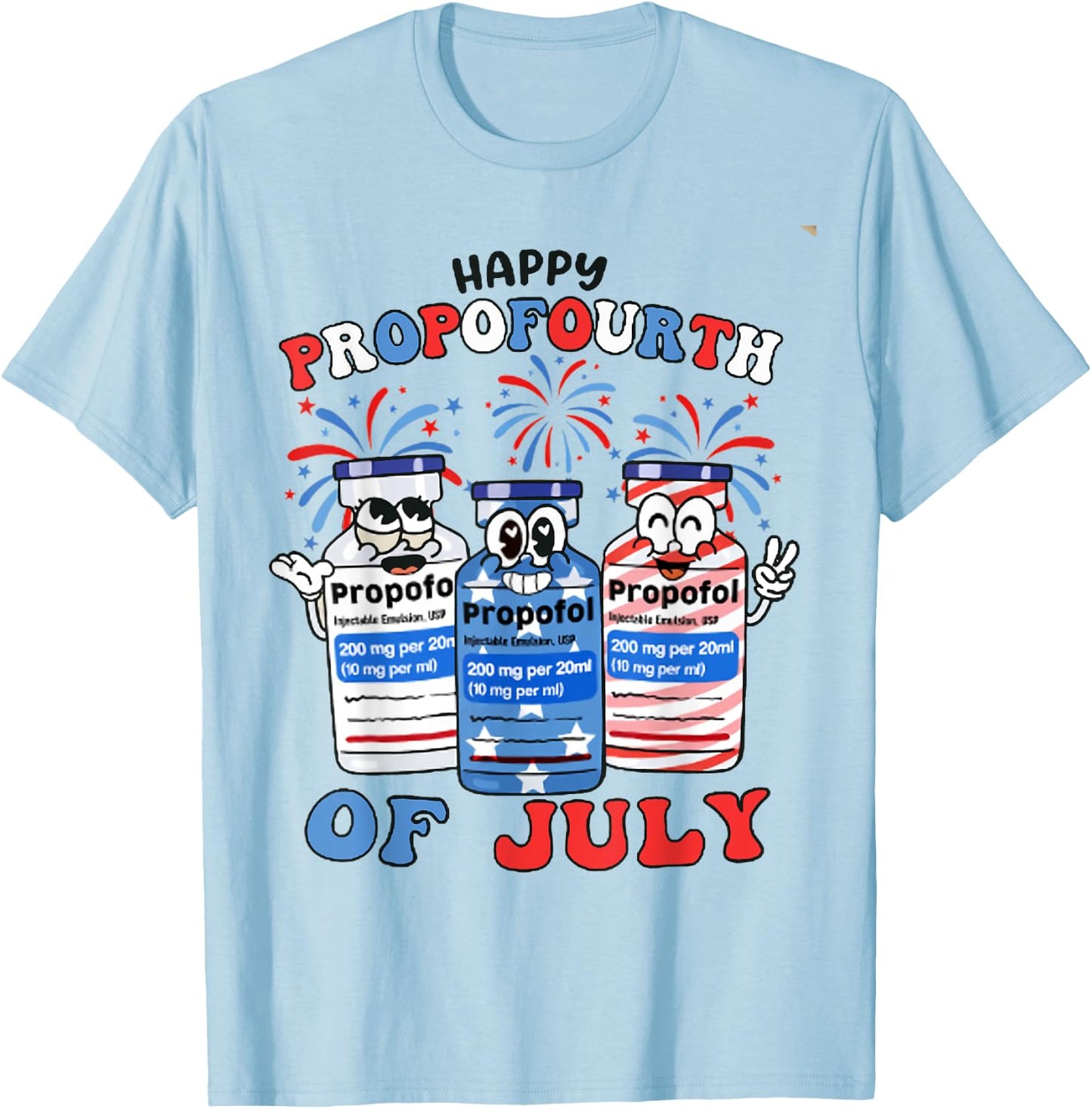 Retro ICU Nurse 4th of July Propofol Intensive Care Unit Men T-Shirt - T-Shirt | Light Blue