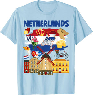 Netherlands Flag Outfit Idea For Kids & Holland Dutch Flag T-Shirt - T-Shirt | Light Blue