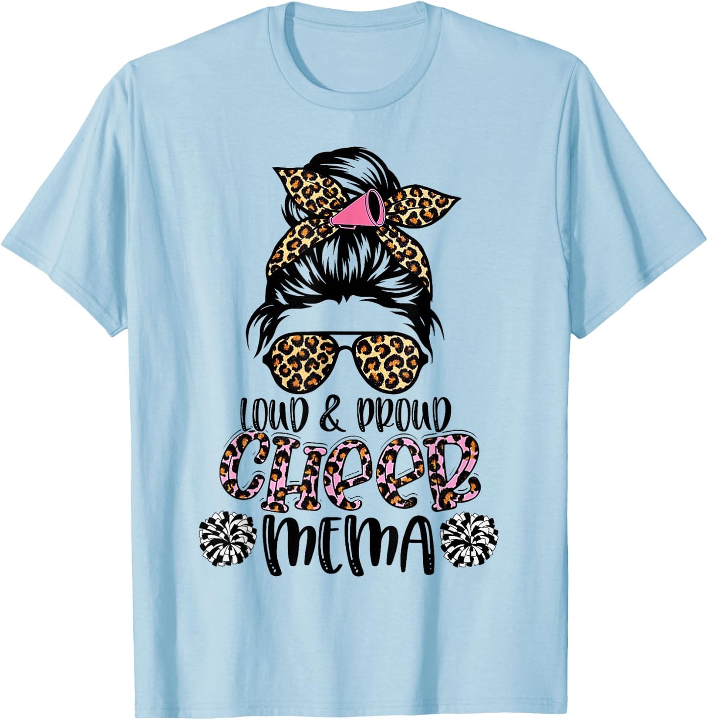 Loud And Proud Cheer Mema Leopard Mother's Day T-Shirt - T-Shirt | Light Blue
