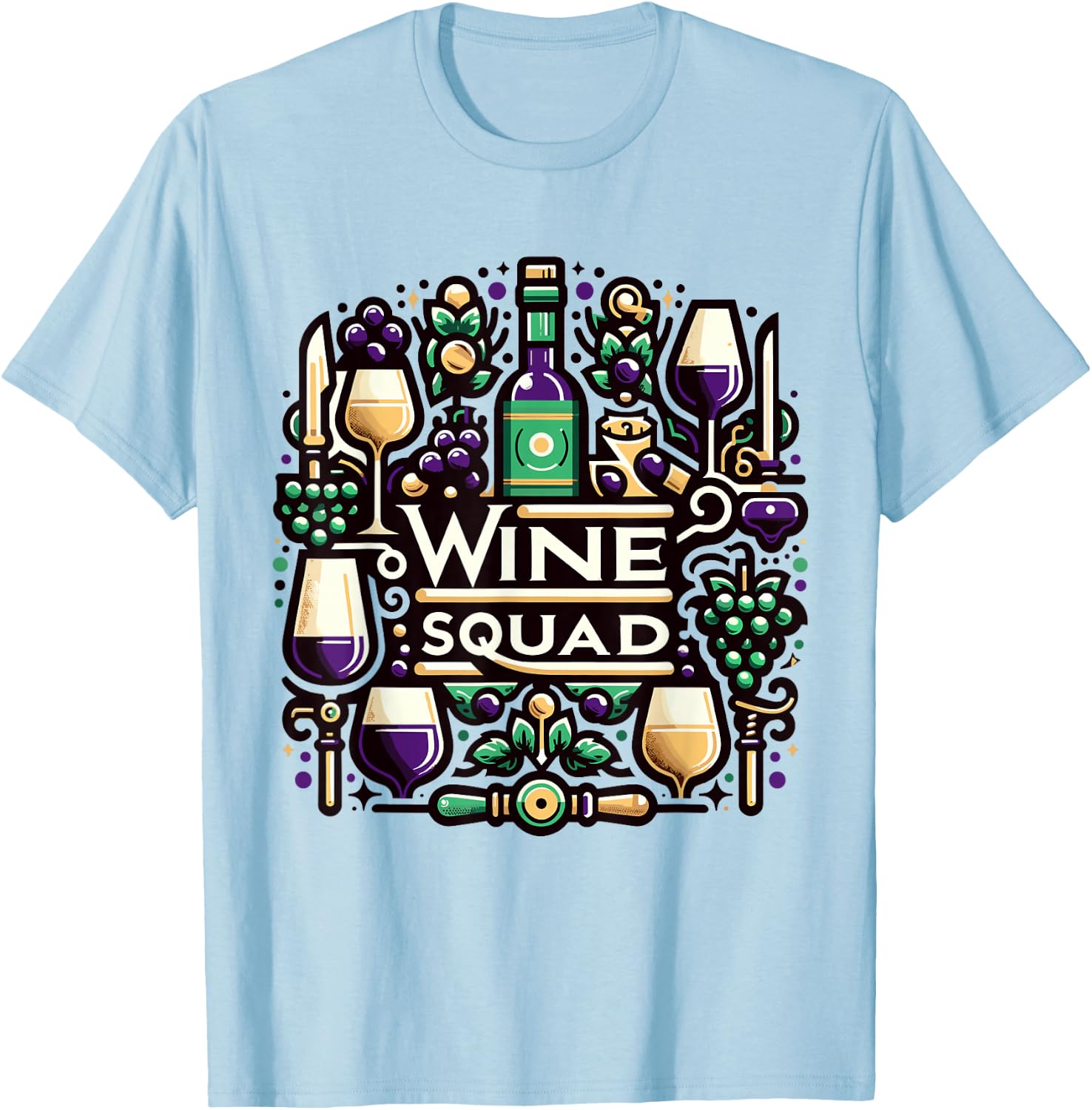 Wine Squad | Wine Design for Wine Lovers Connoisseurs | Wine T-Shirt - T-Shirt | Light Blue