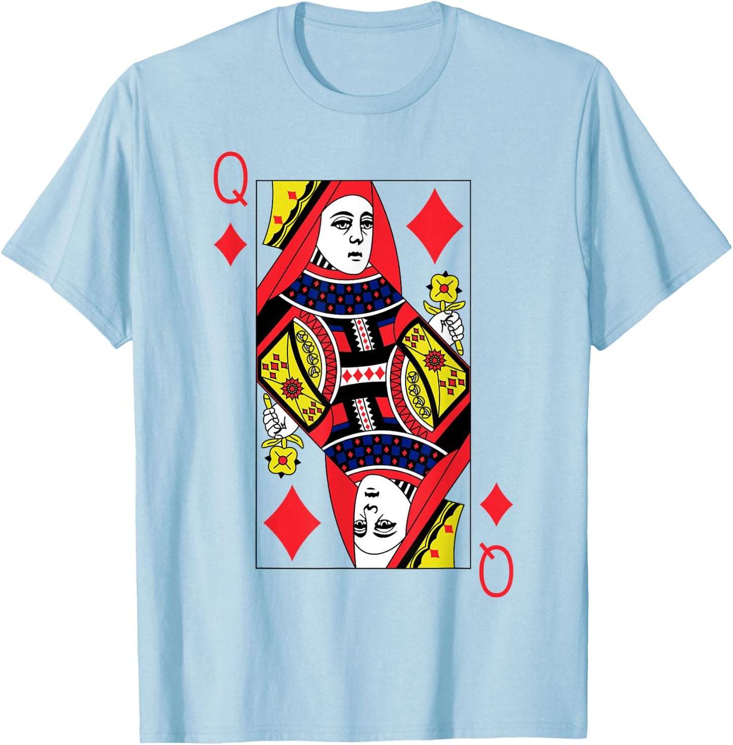 Queen of Diamonds Playing Cards Halloween Party Costume T-Shirt - T-Shirt | Light Blue