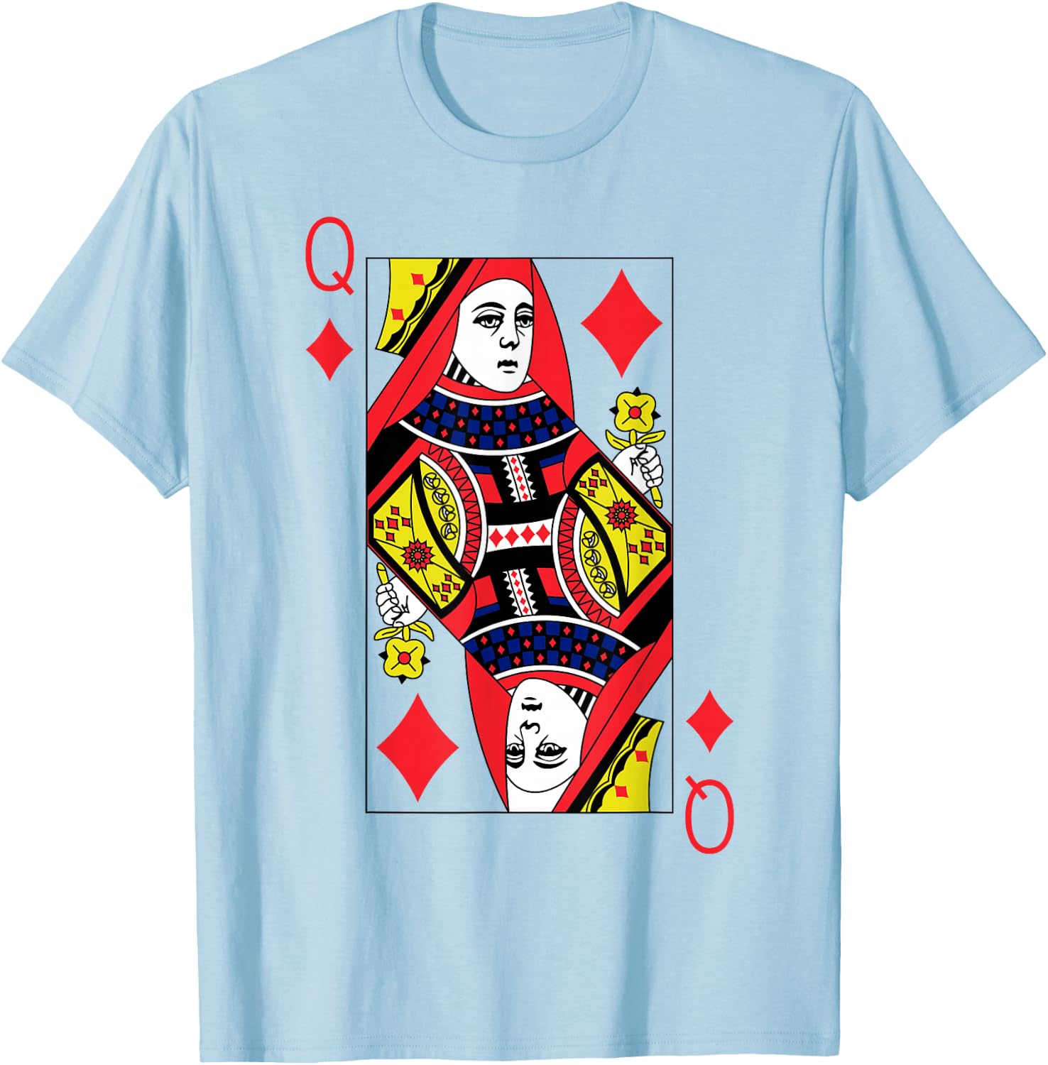 Queen of Diamonds Playing Cards Halloween Party Costume T-Shirt - T-Shirt | Light Blue